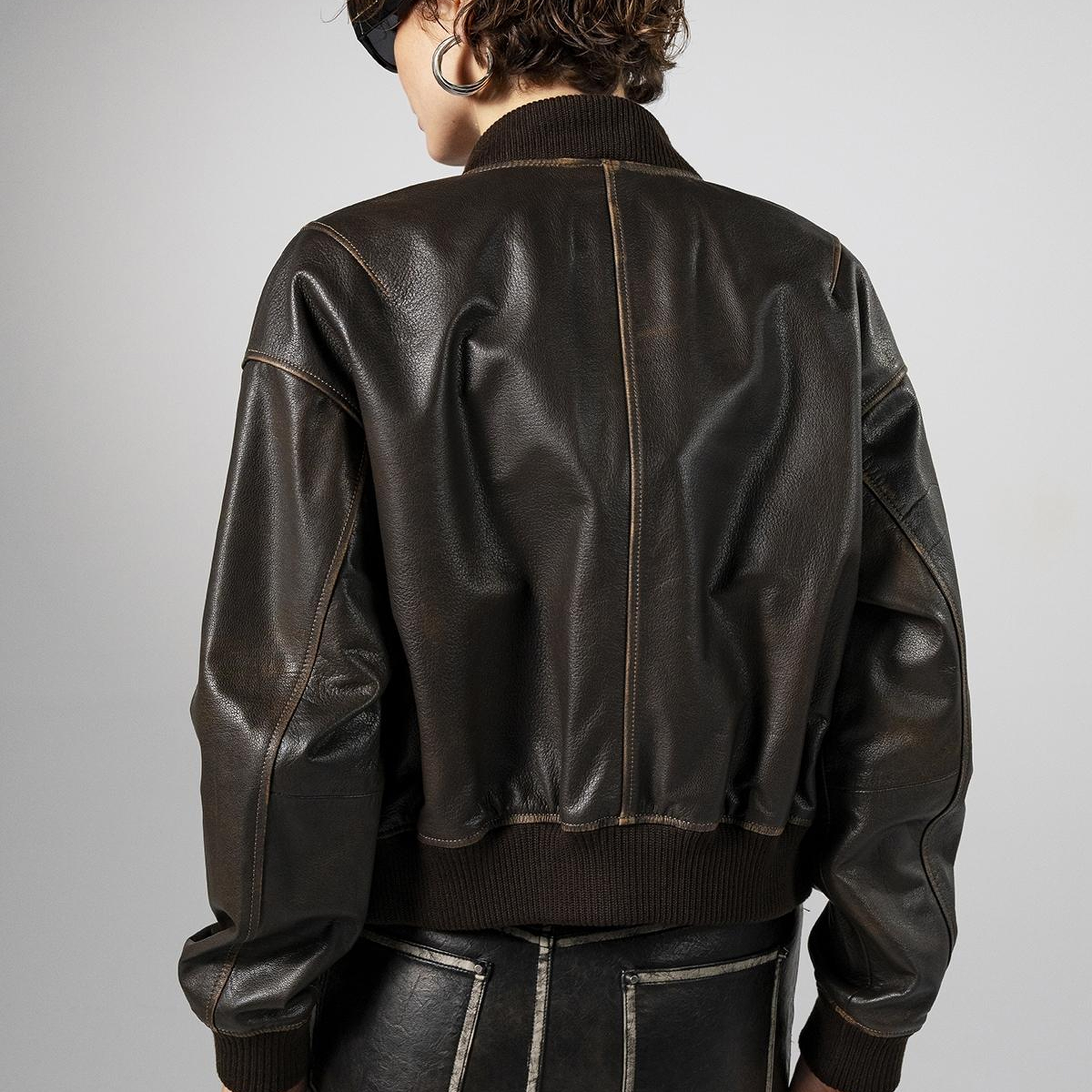 Valmenti Kadın Hakiki Deri Kahverengi Deri Mont