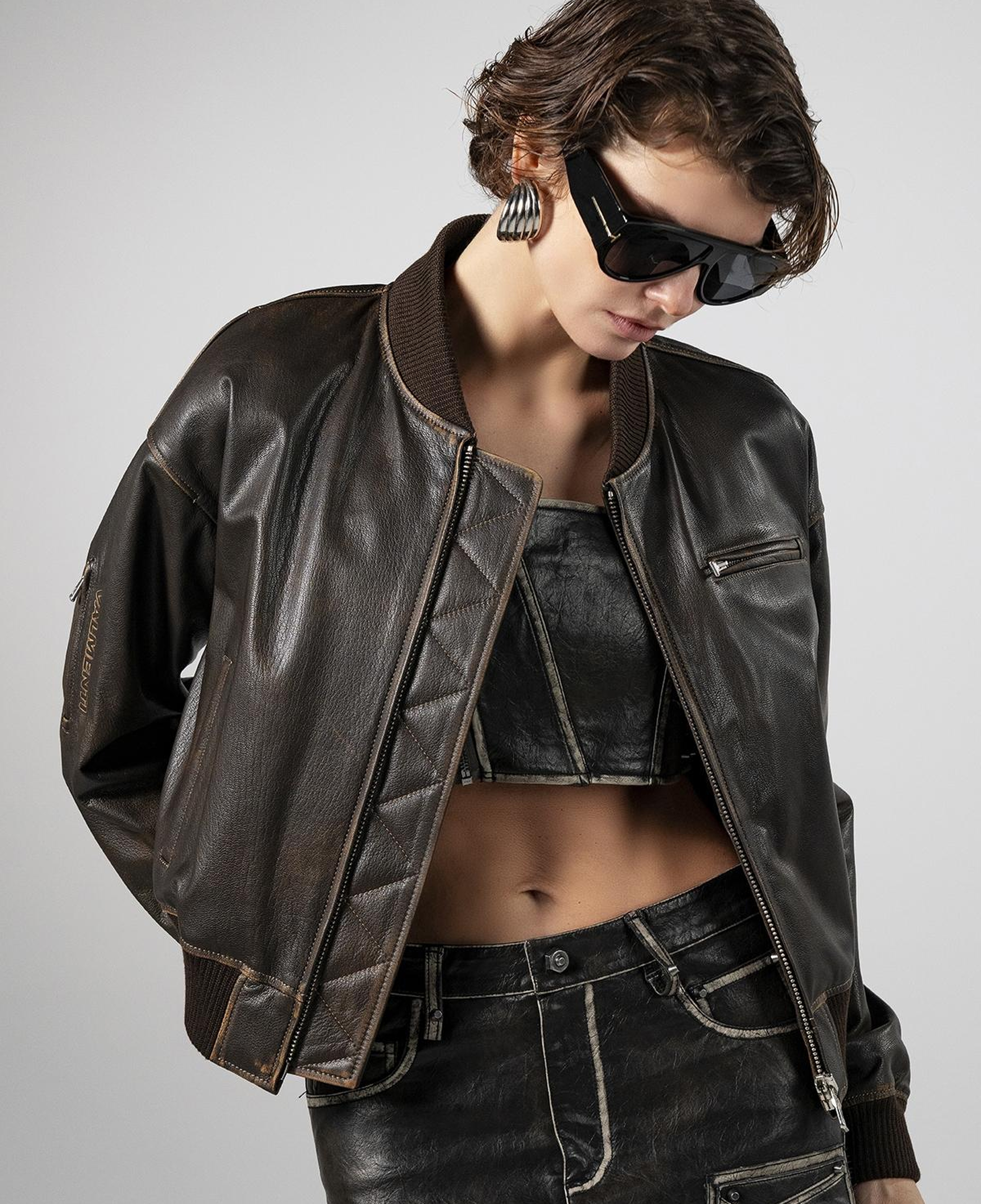 Valmenti Kadın Hakiki Deri Kahverengi Deri Mont