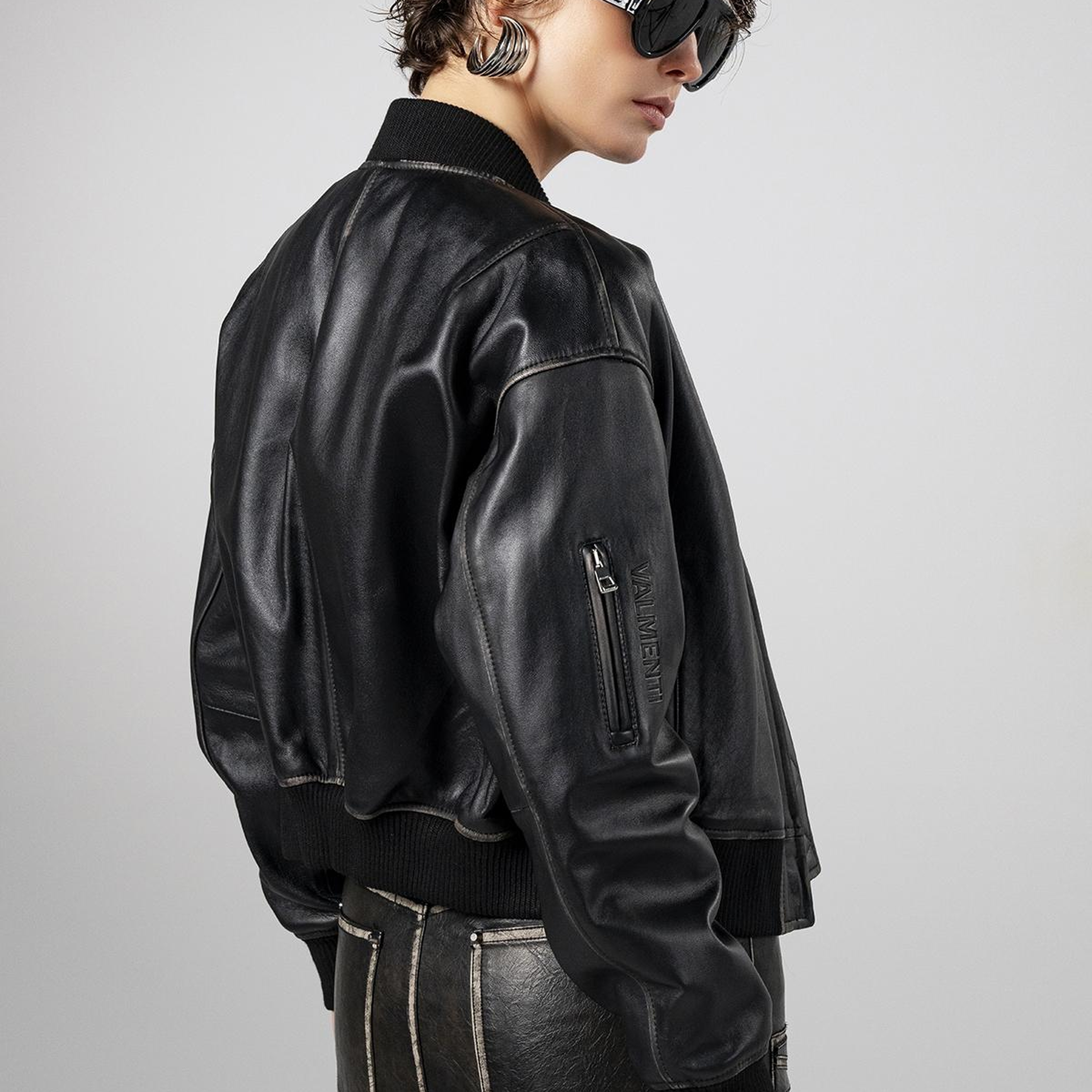 Valmenti Kadın Hakiki Deri Siyah Deri Mont