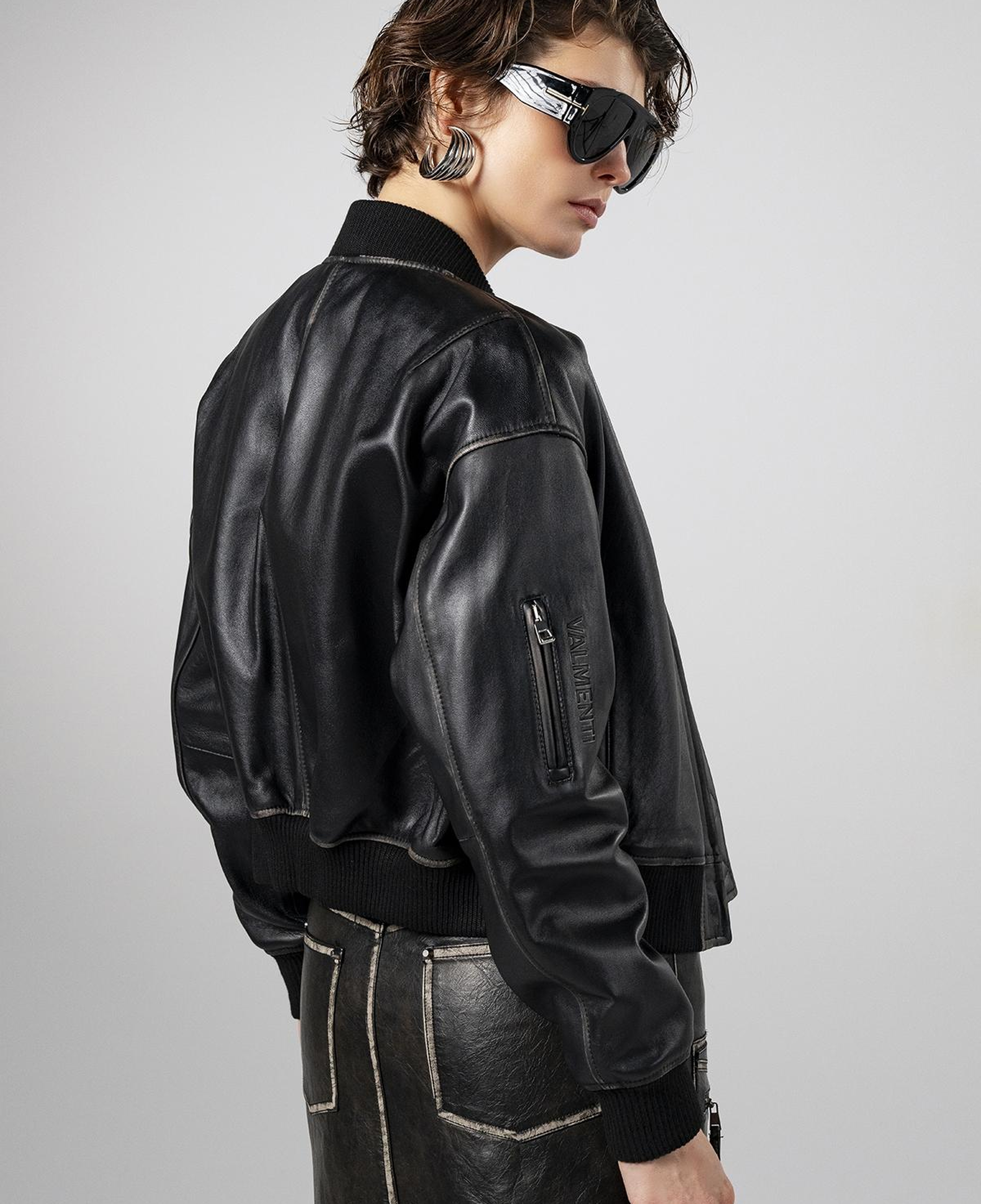 Valmenti Kadın Hakiki Deri Siyah Deri Mont