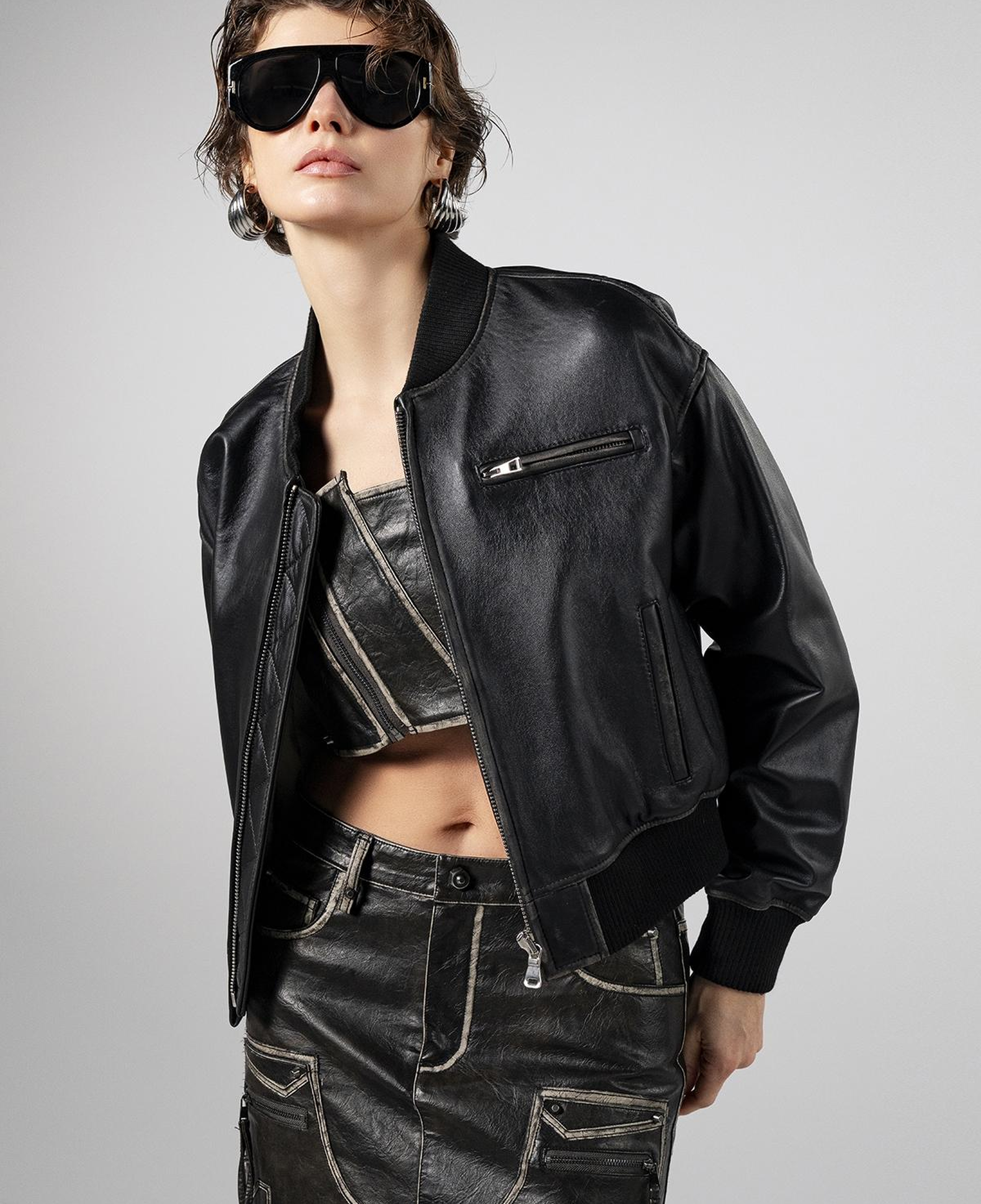 Valmenti Kadın Hakiki Deri Siyah Deri Mont