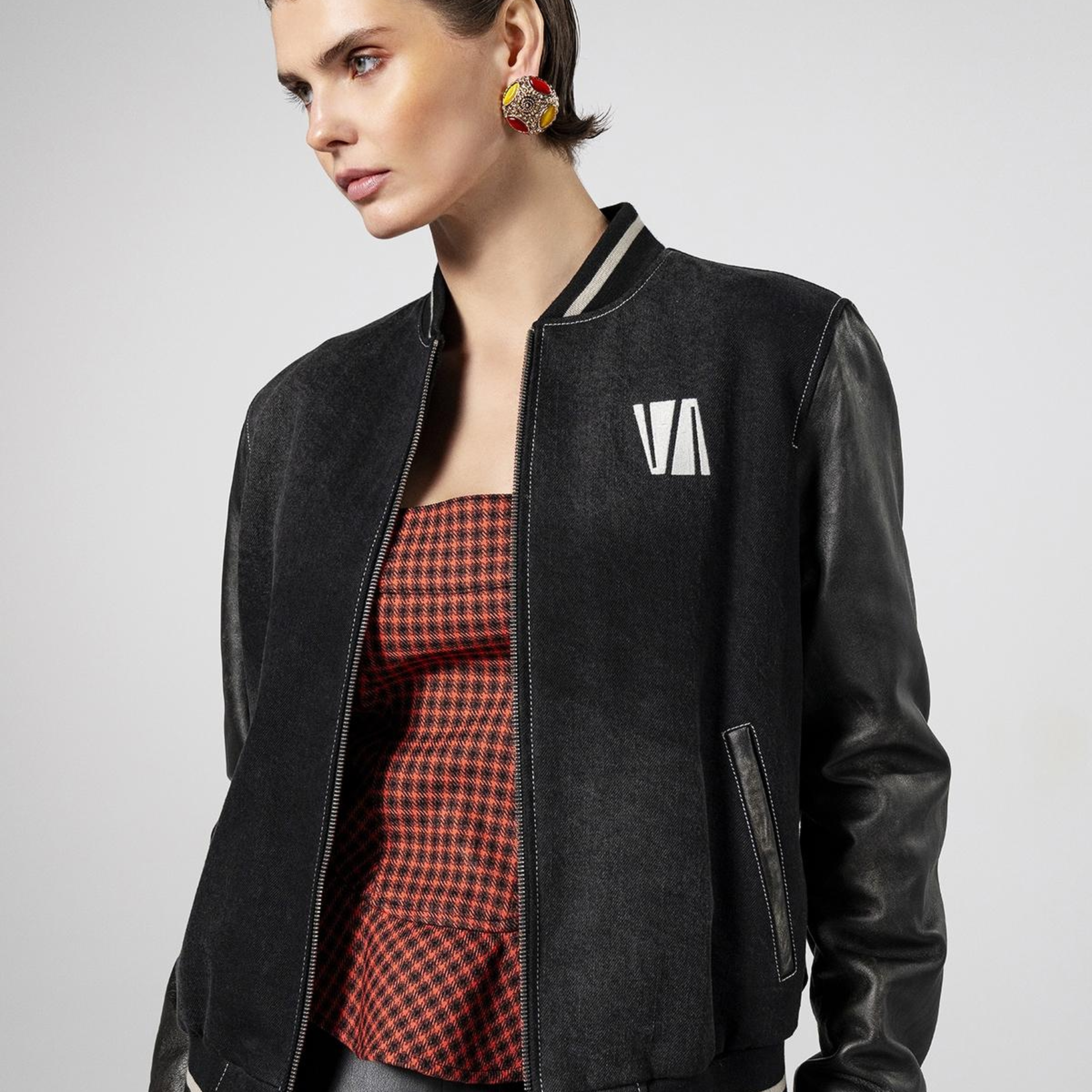 Valmenti Kadın Deri & Tekstil Siyah Deri Mont