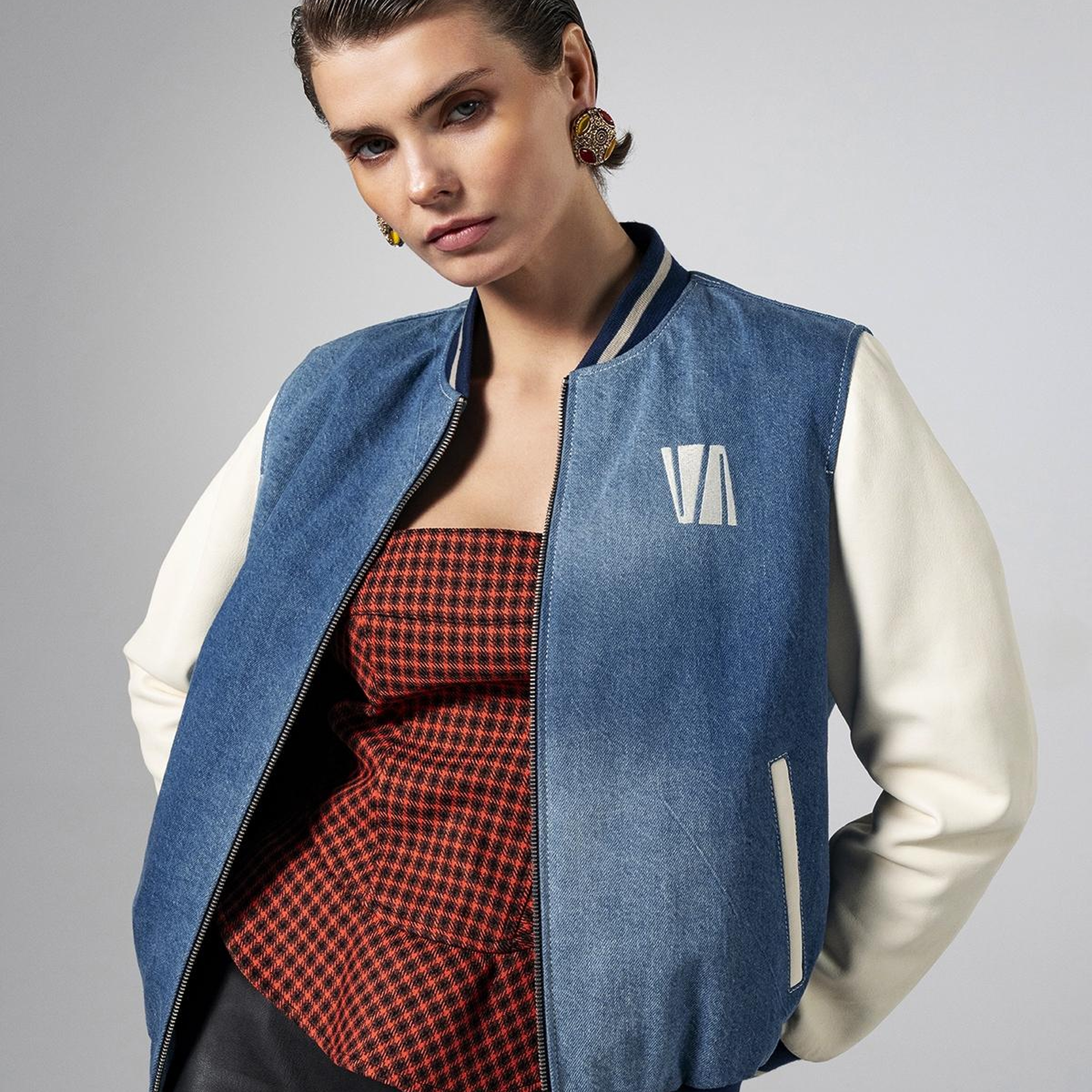 Valmenti Kadın Deri & Tekstil Mavi Deri Mont