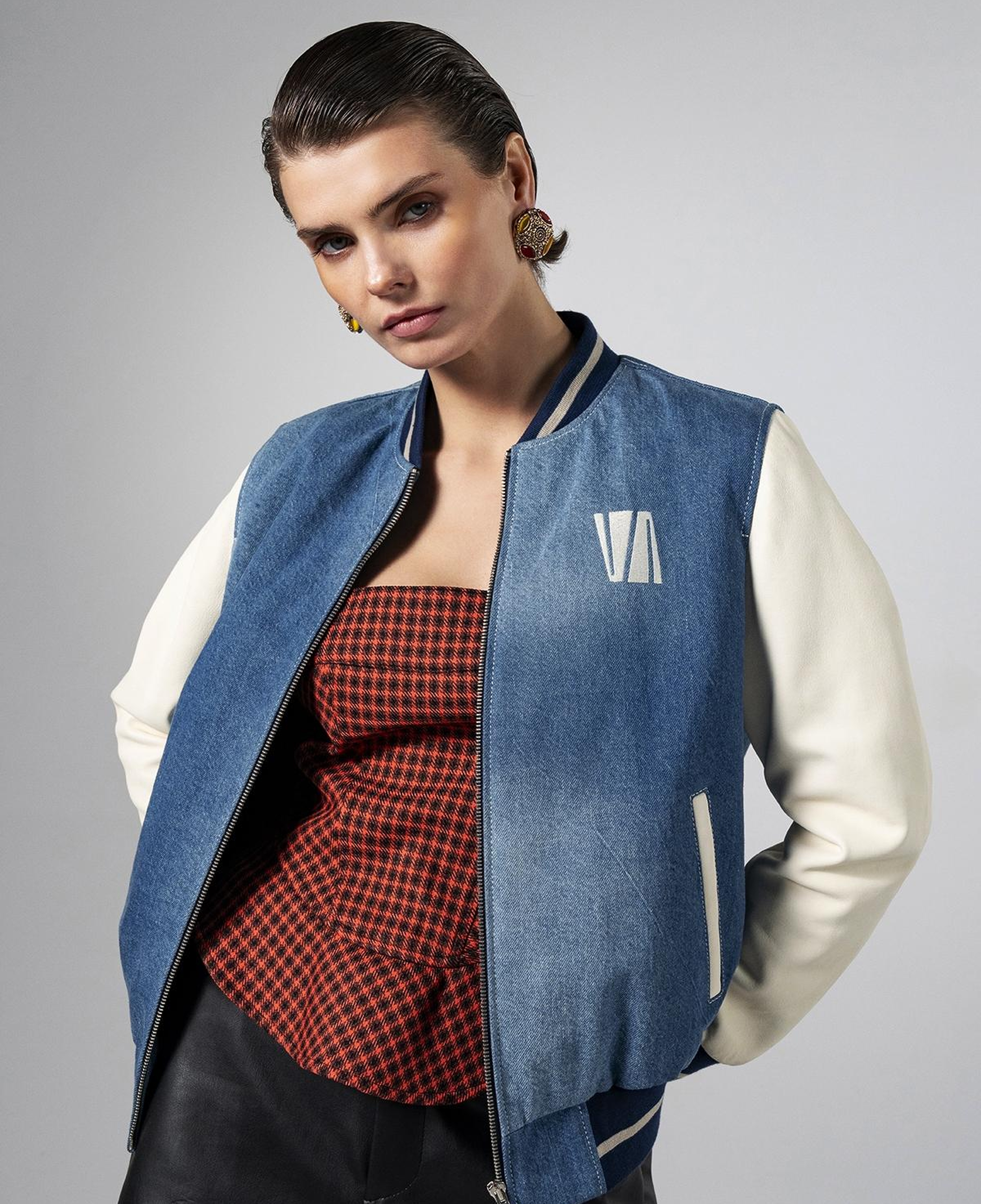 Valmenti Kadın Deri & Tekstil Mavi Deri Mont