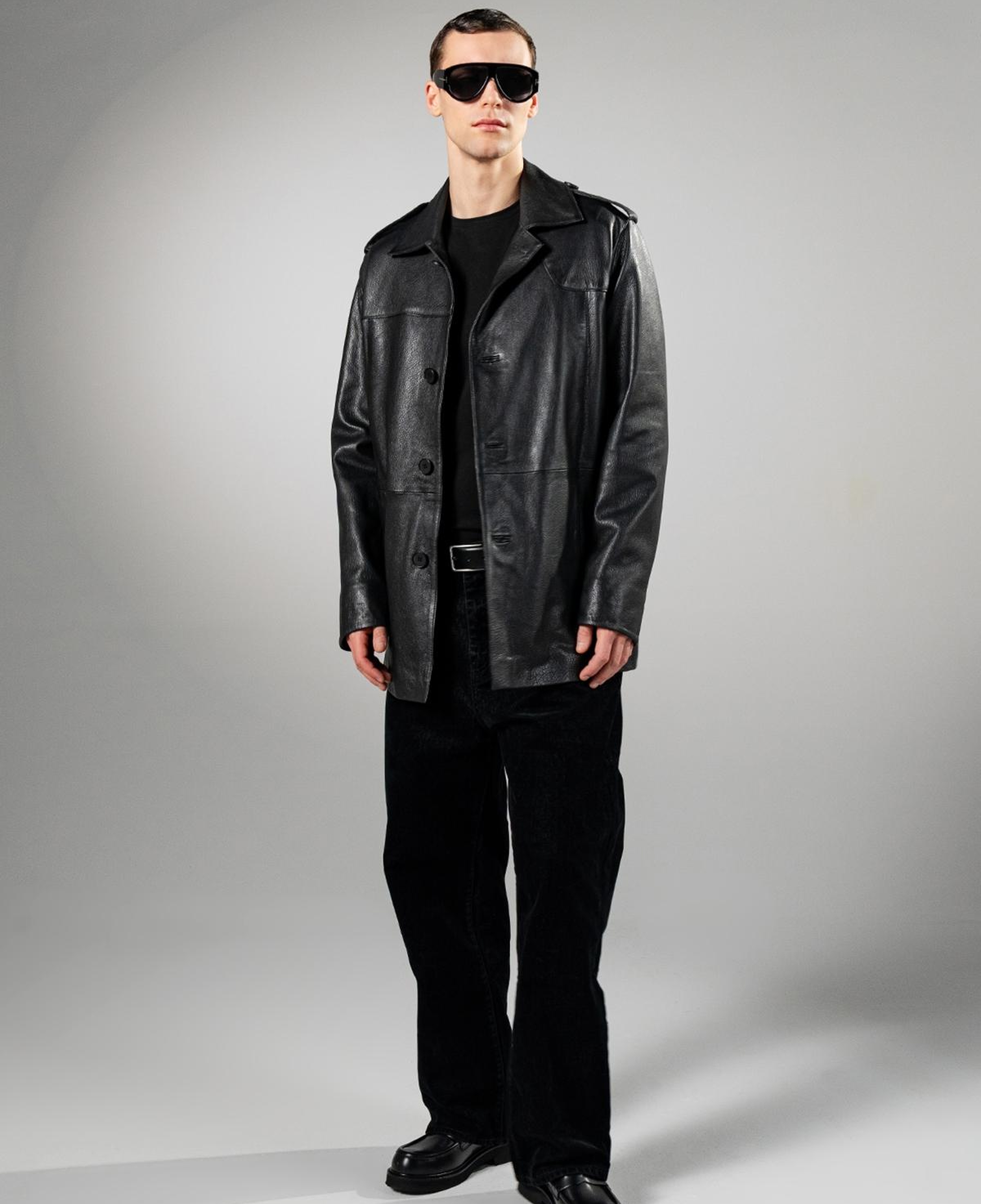 Valmenti Erkek Hakiki Deri Siyah Jumbo Mont