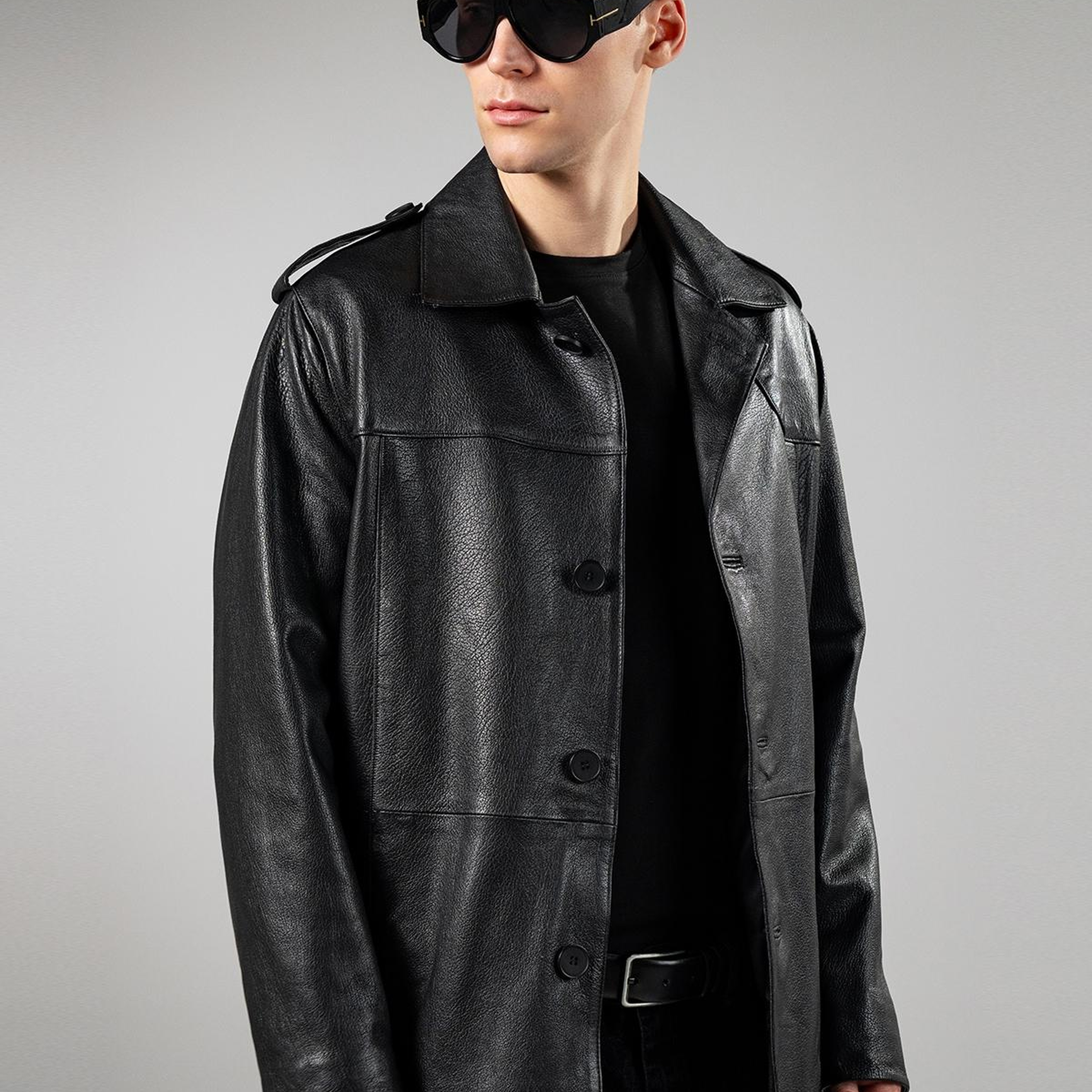 Valmenti Erkek Hakiki Deri Siyah Jumbo Mont