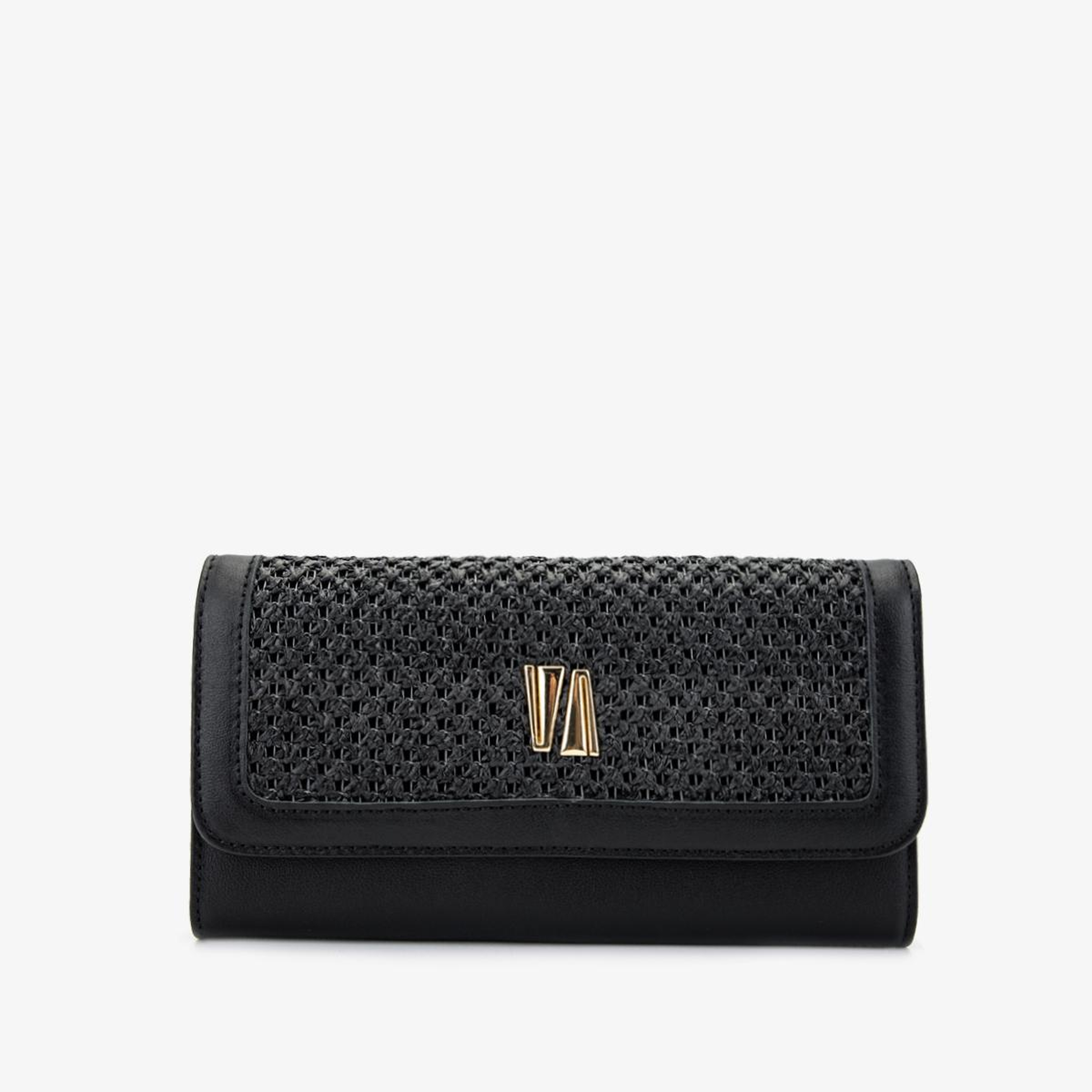 Valmenti Kadın Deri Hasır Siyah Cüzdan Cuzdan