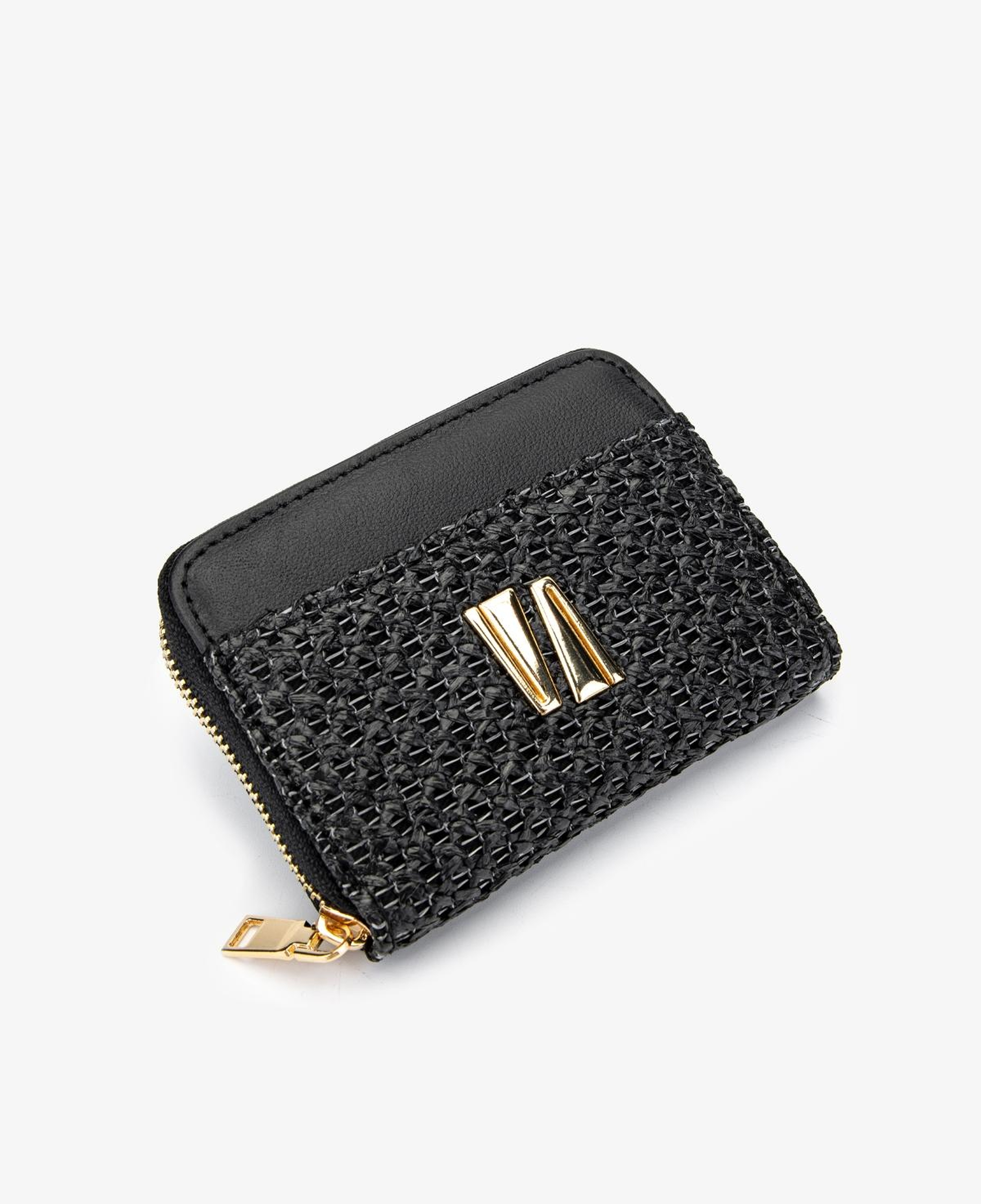 Valmenti Kadın Deri Hasır Siyah Cüzdan Cuzdan