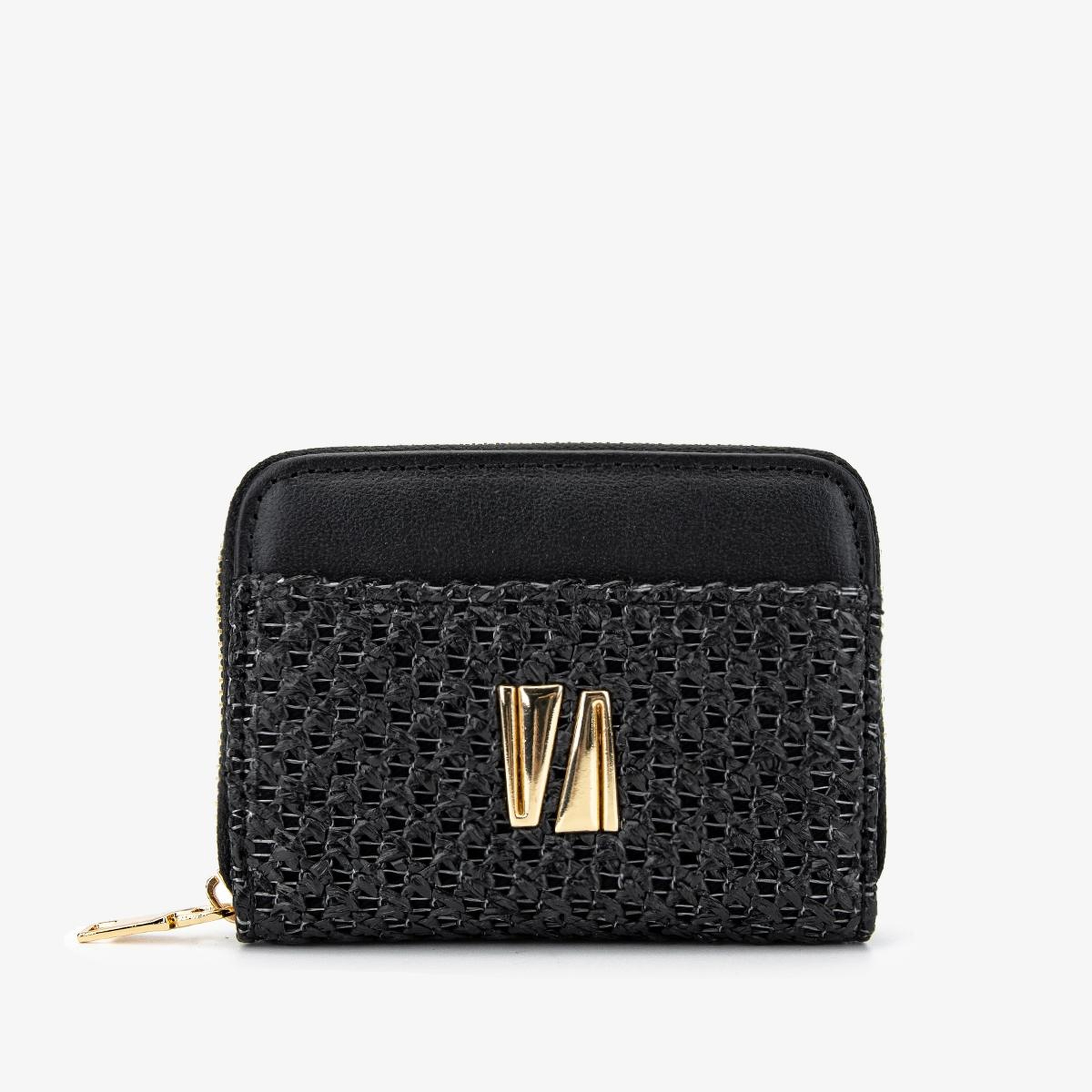 Valmenti Kadın Deri Hasır Siyah Cüzdan Cuzdan