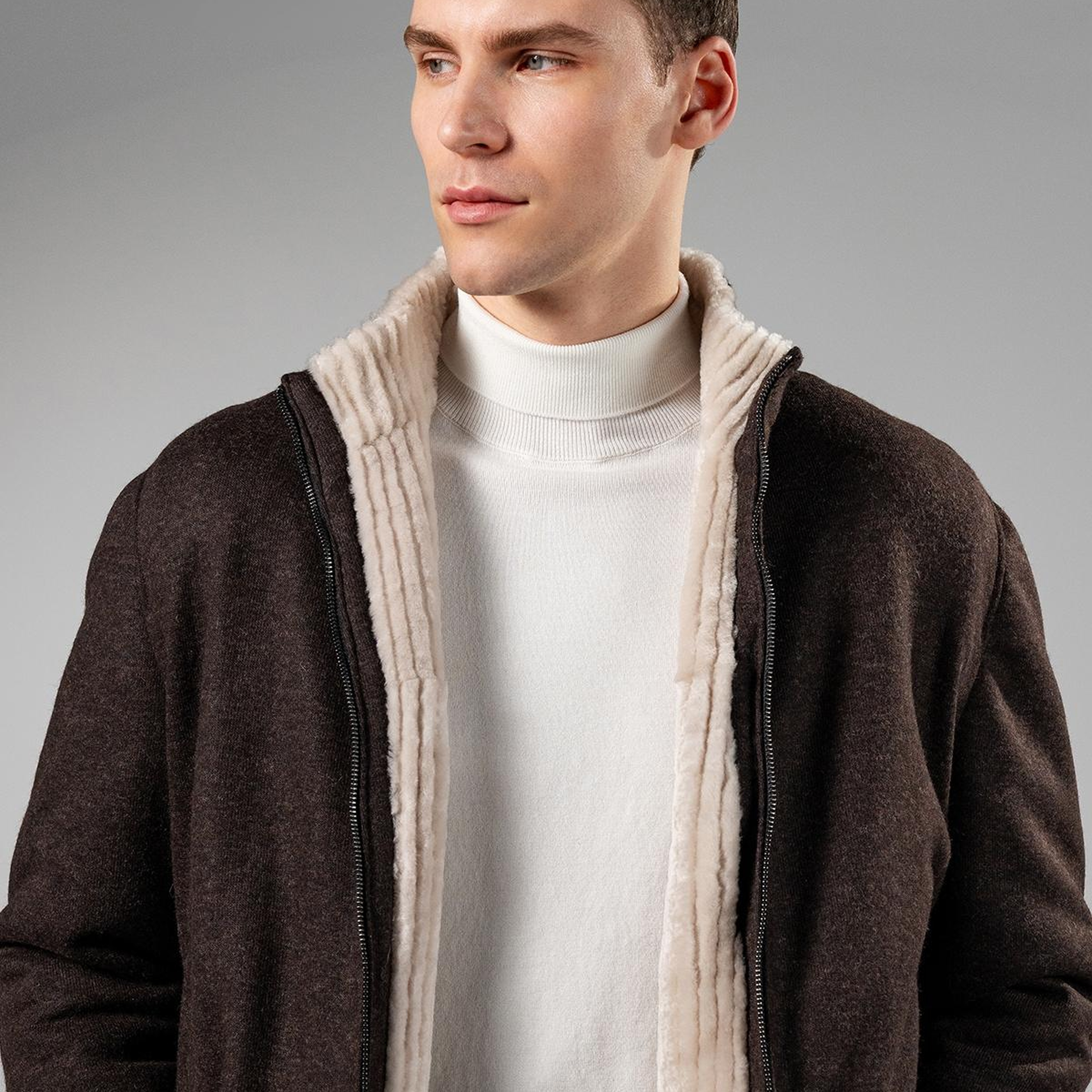 Valmenti Erkek Tekstil & Deri Kahverengi Mont