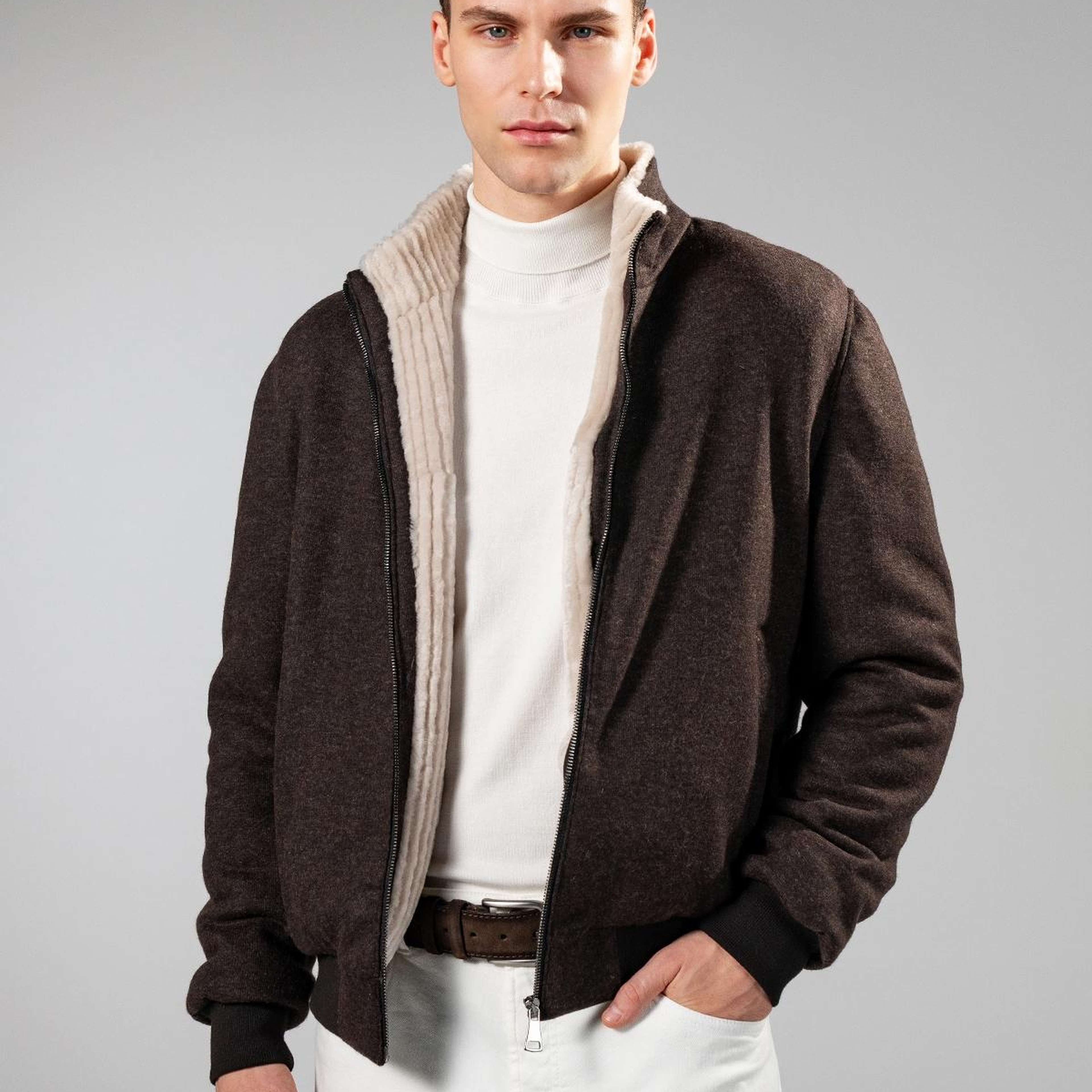 Valmenti Erkek Tekstil & Deri Kahverengi Mont