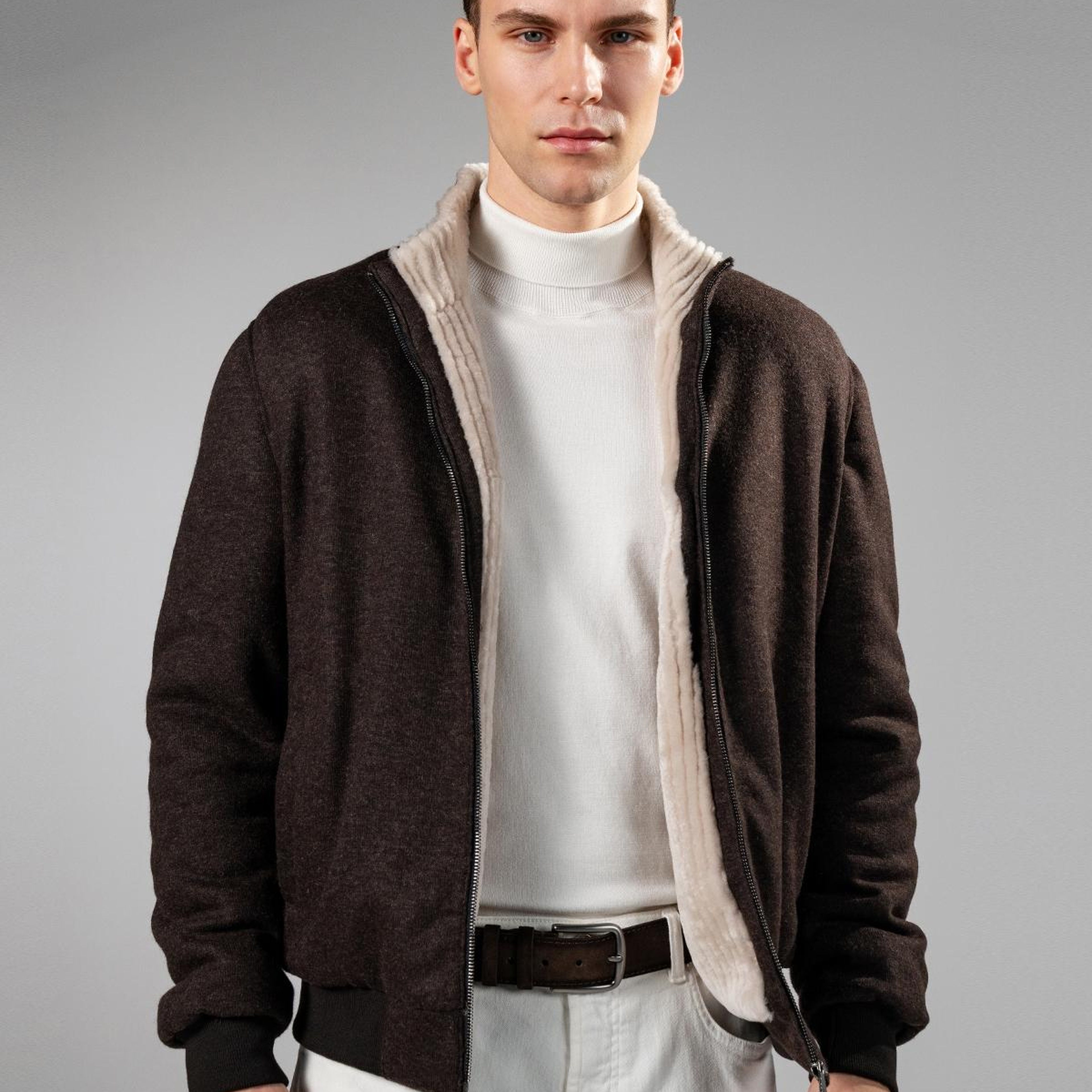 Valmenti Erkek Tekstil & Deri Kahverengi Mont