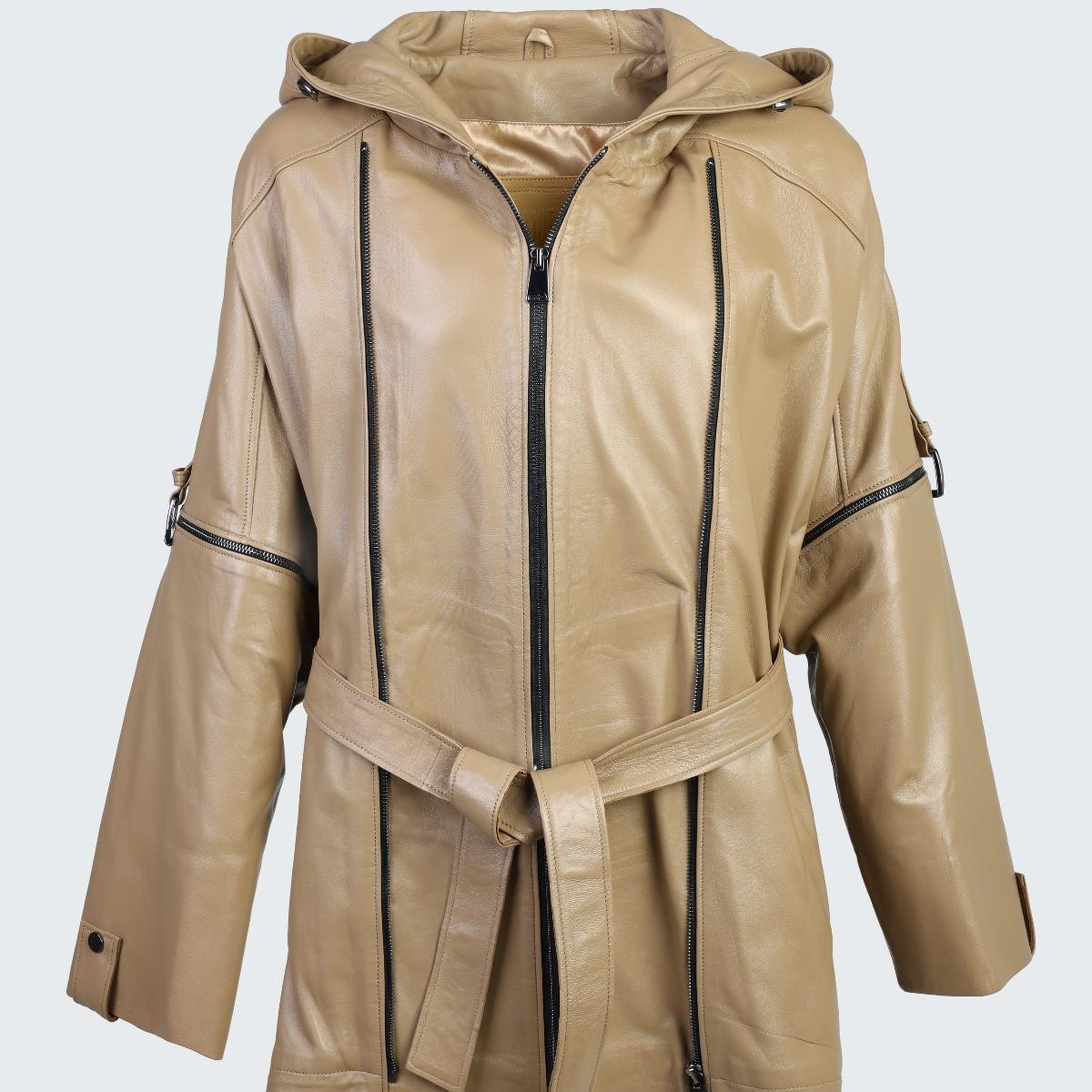 Valmenti Kadın Hakiki Deri Bej Deri Mont