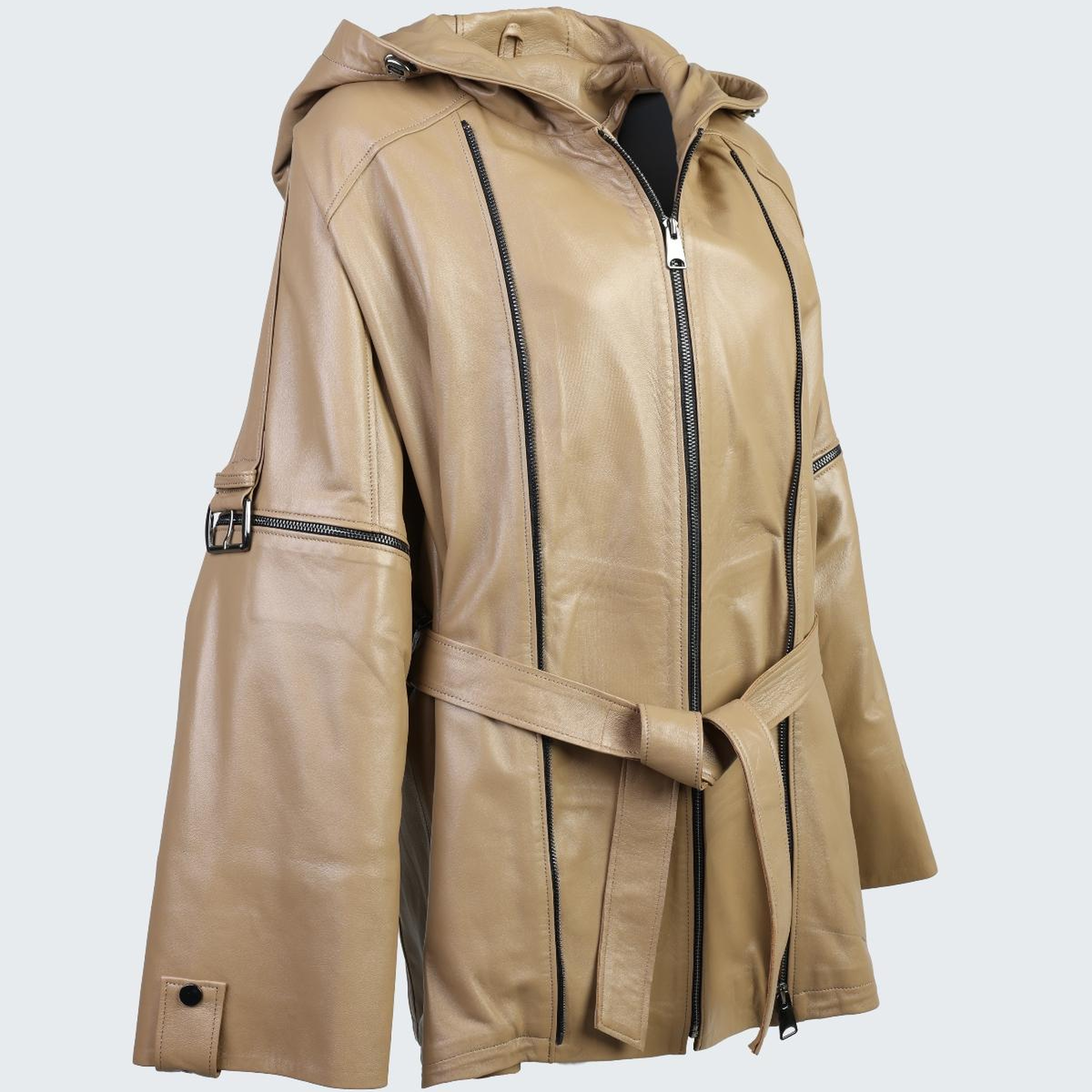 Valmenti Kadın Hakiki Deri Bej Deri Mont