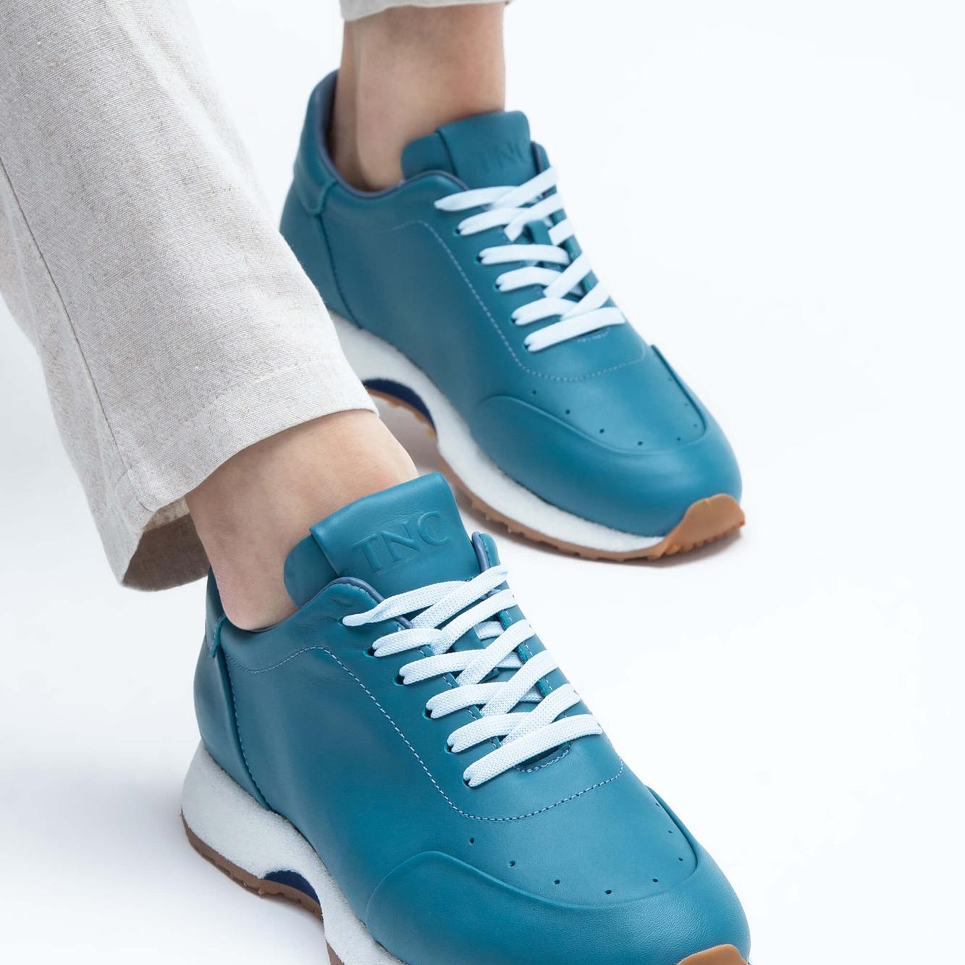 Tamer Tanca Erkek Hakiki Deri Mavi Napa Sneakers & Spor Ayakkabı