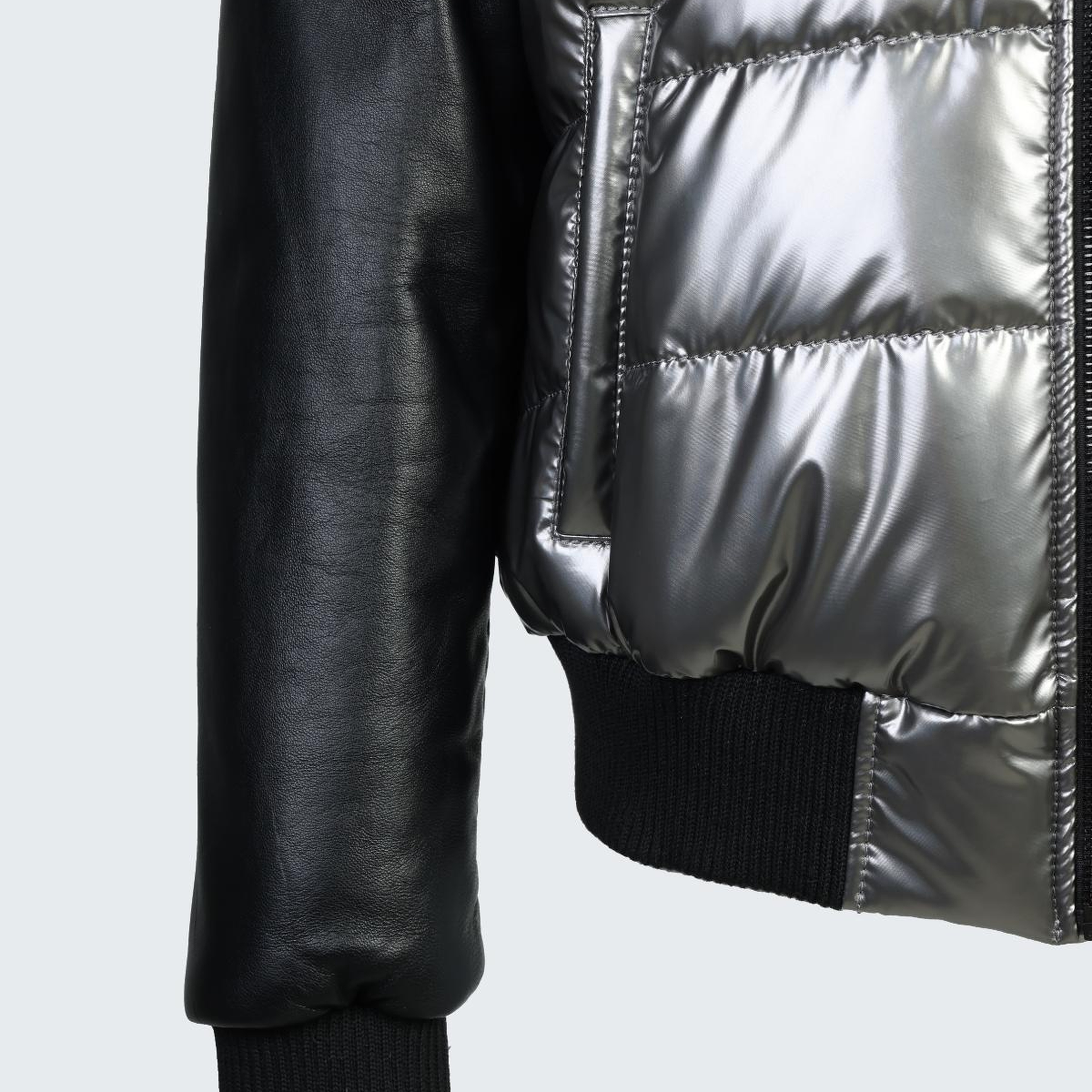 Valmenti Kadın Deri & Tekstil Gri Deri Mont