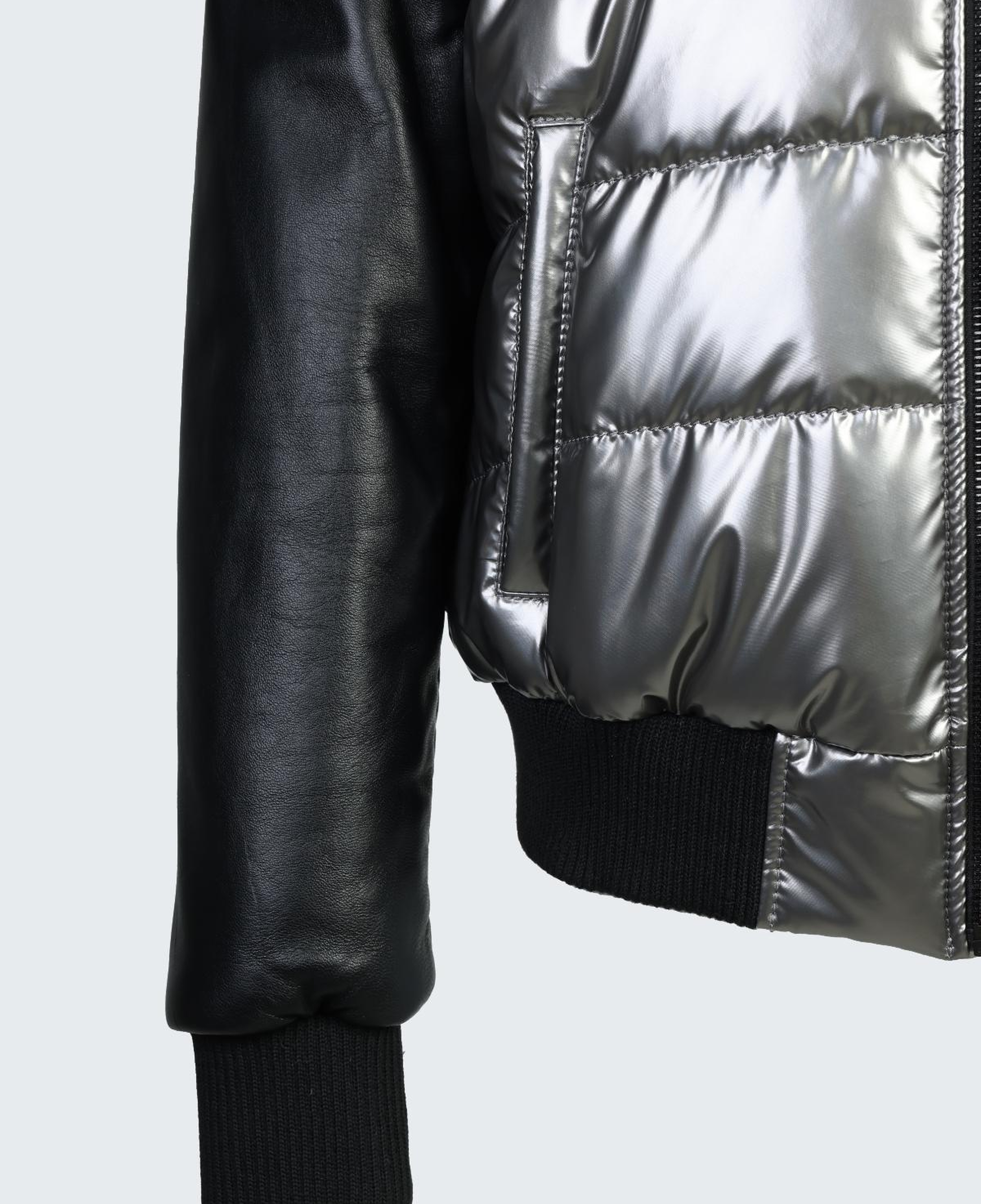 Valmenti Kadın Deri & Tekstil Gri Deri Mont