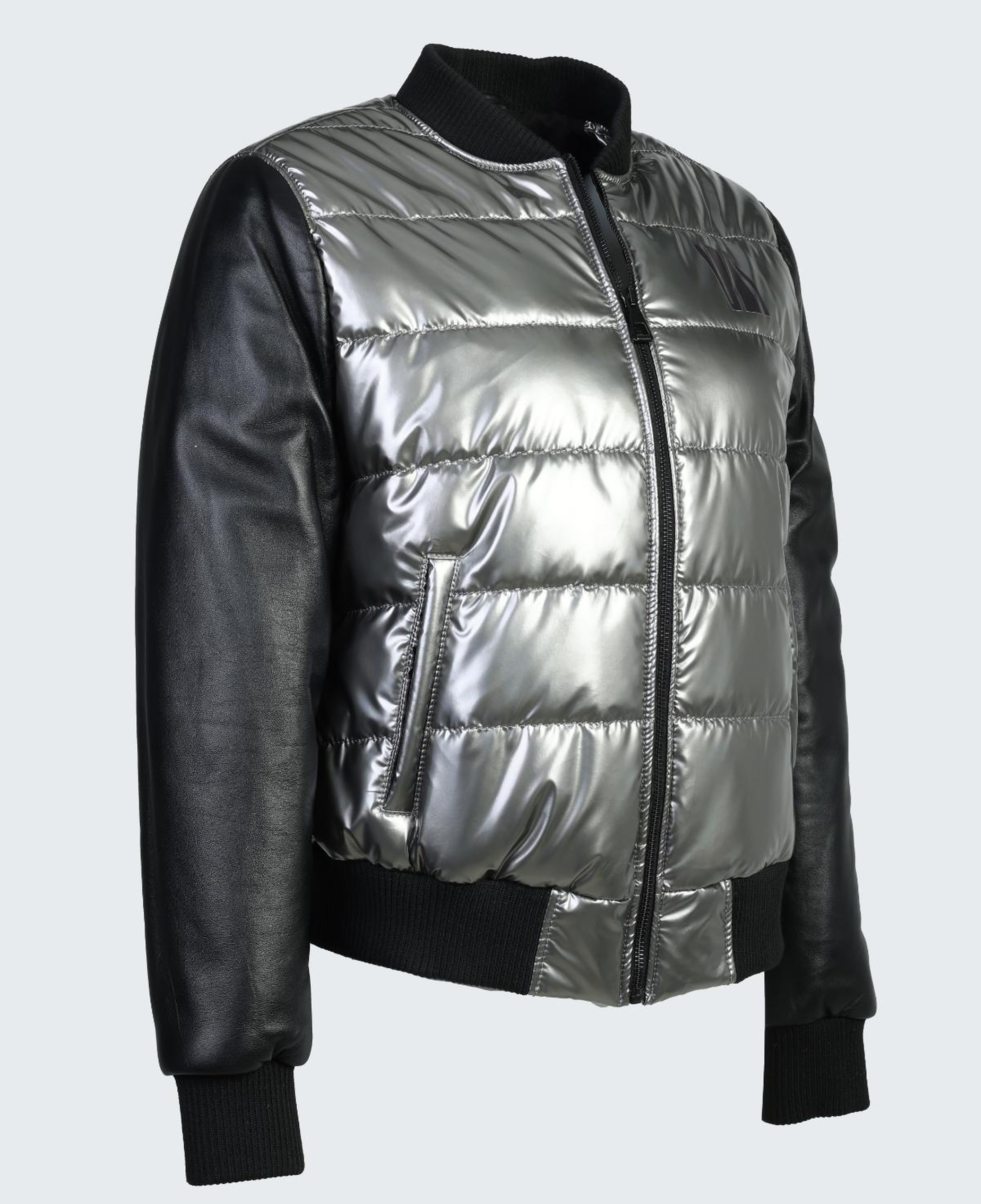 Valmenti Kadın Deri & Tekstil Gri Deri Mont