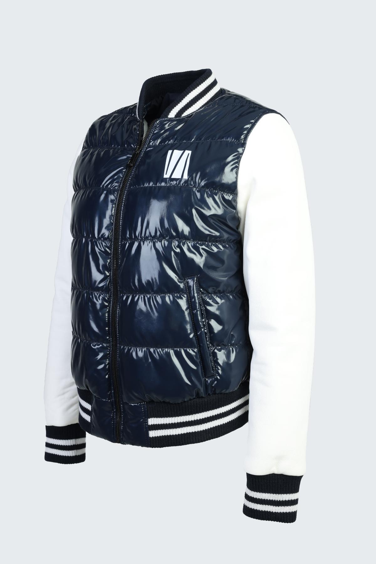 Valmenti Kadın Deri & Tekstil Lacivert Deri Mont