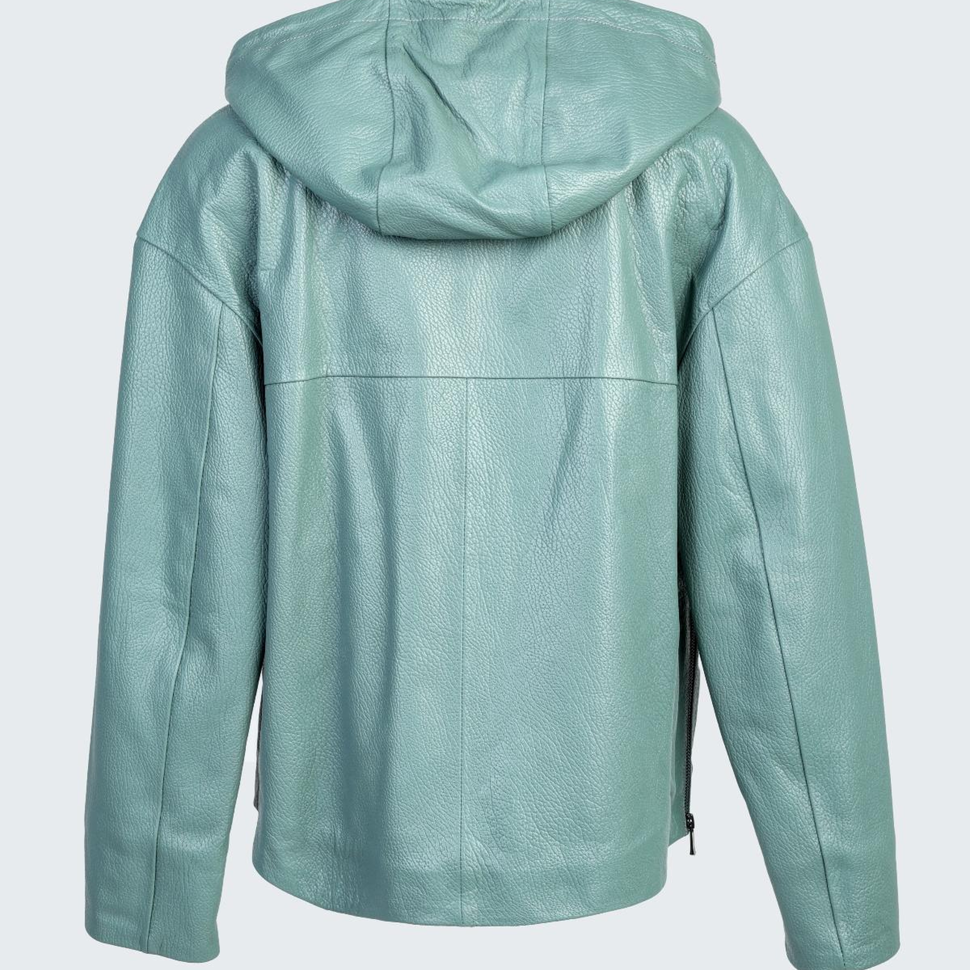 Valmenti Kadın Hakiki Deri Su Yeşili Deri Mont