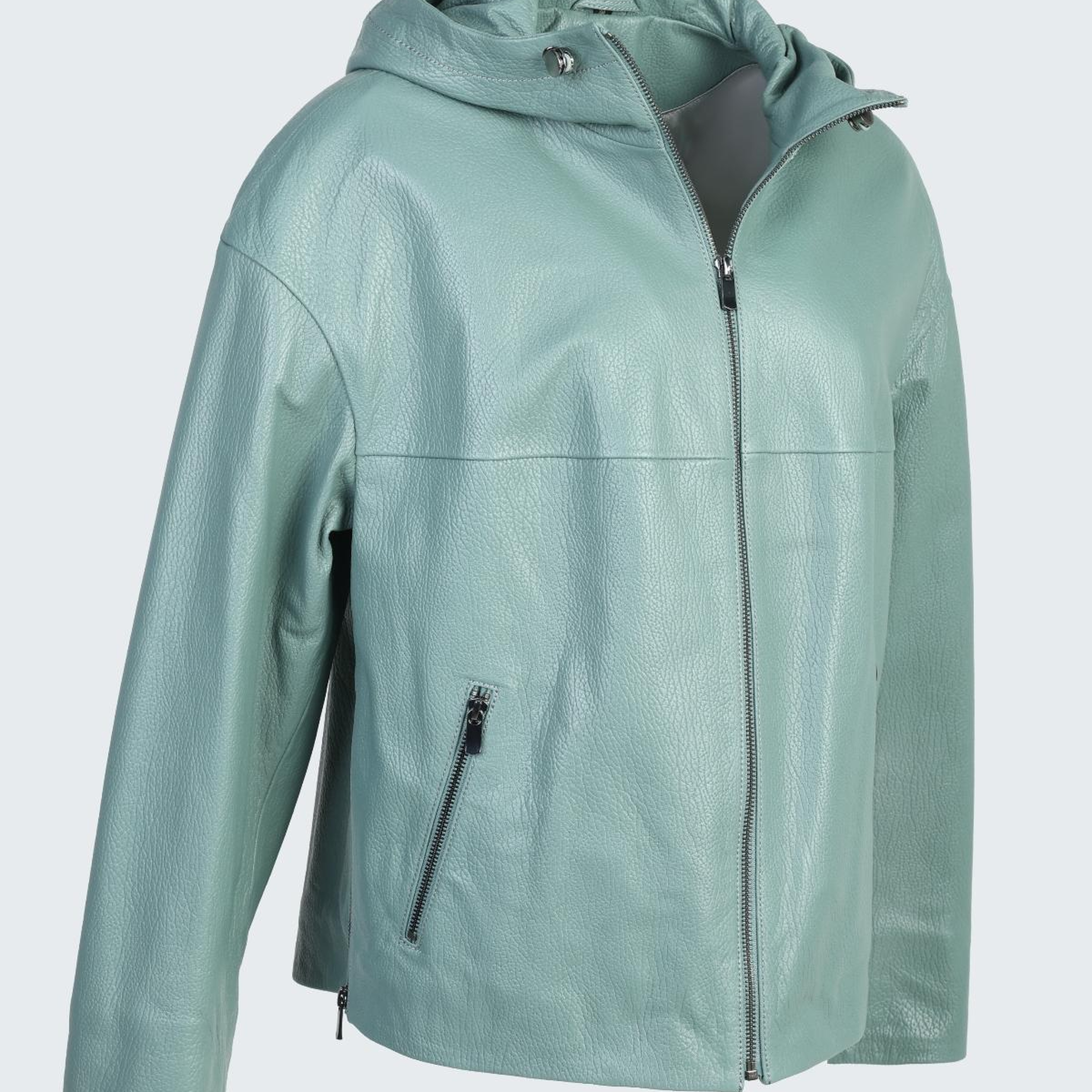 Valmenti Kadın Hakiki Deri Su Yeşili Deri Mont