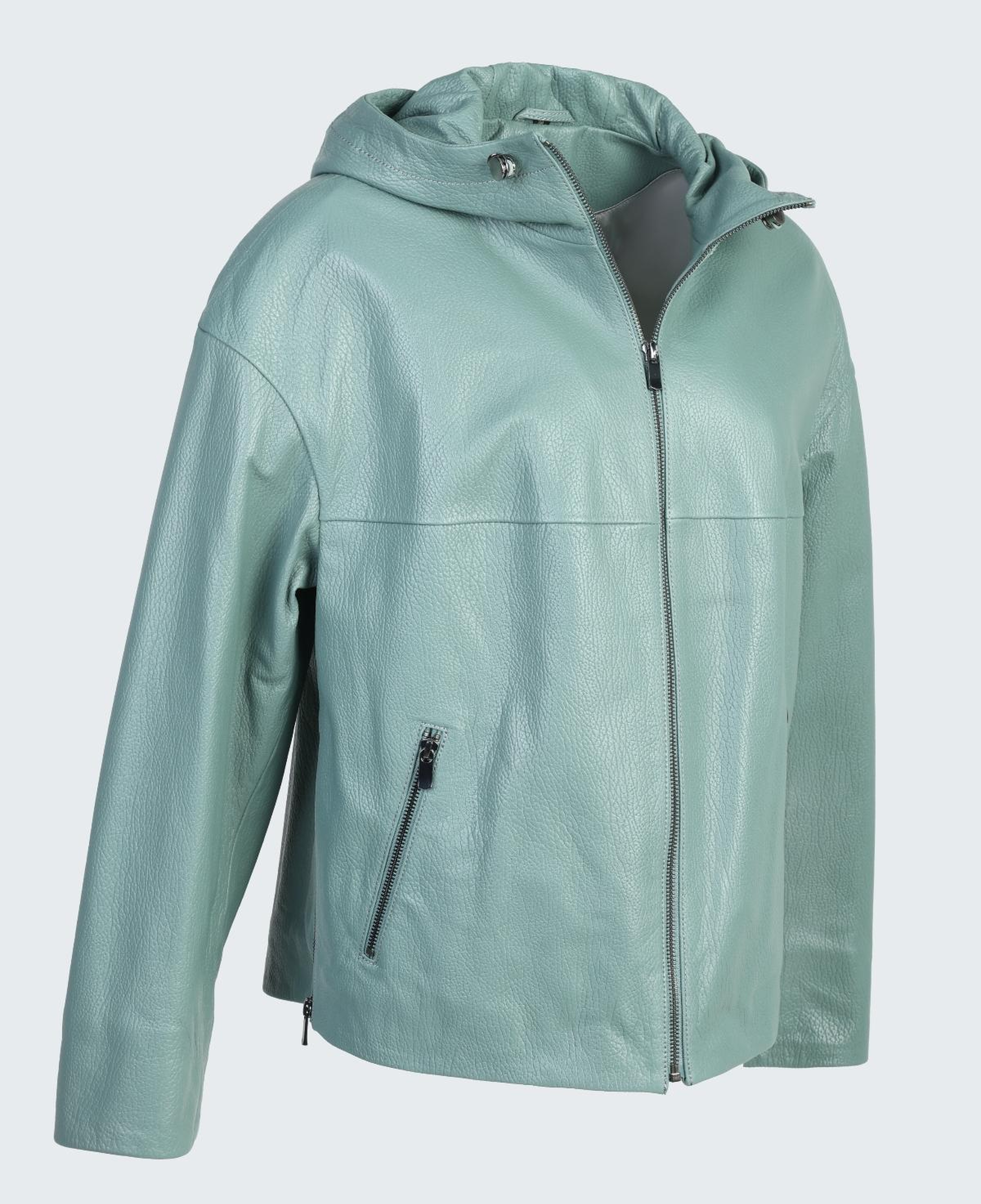 Valmenti Kadın Hakiki Deri Su Yeşili Deri Mont