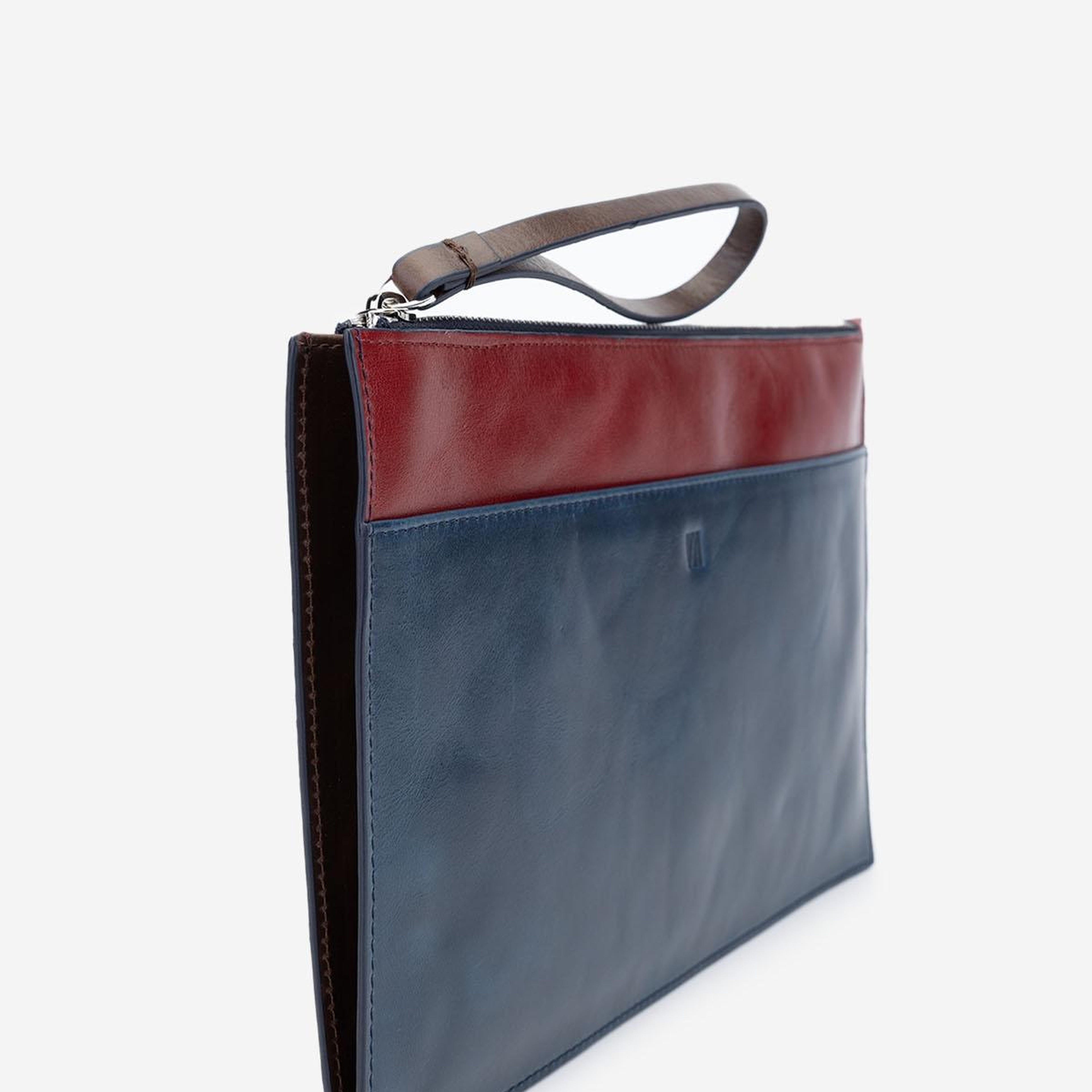 Valmenti Unisex Hakiki Deri Lacivert El Çantası