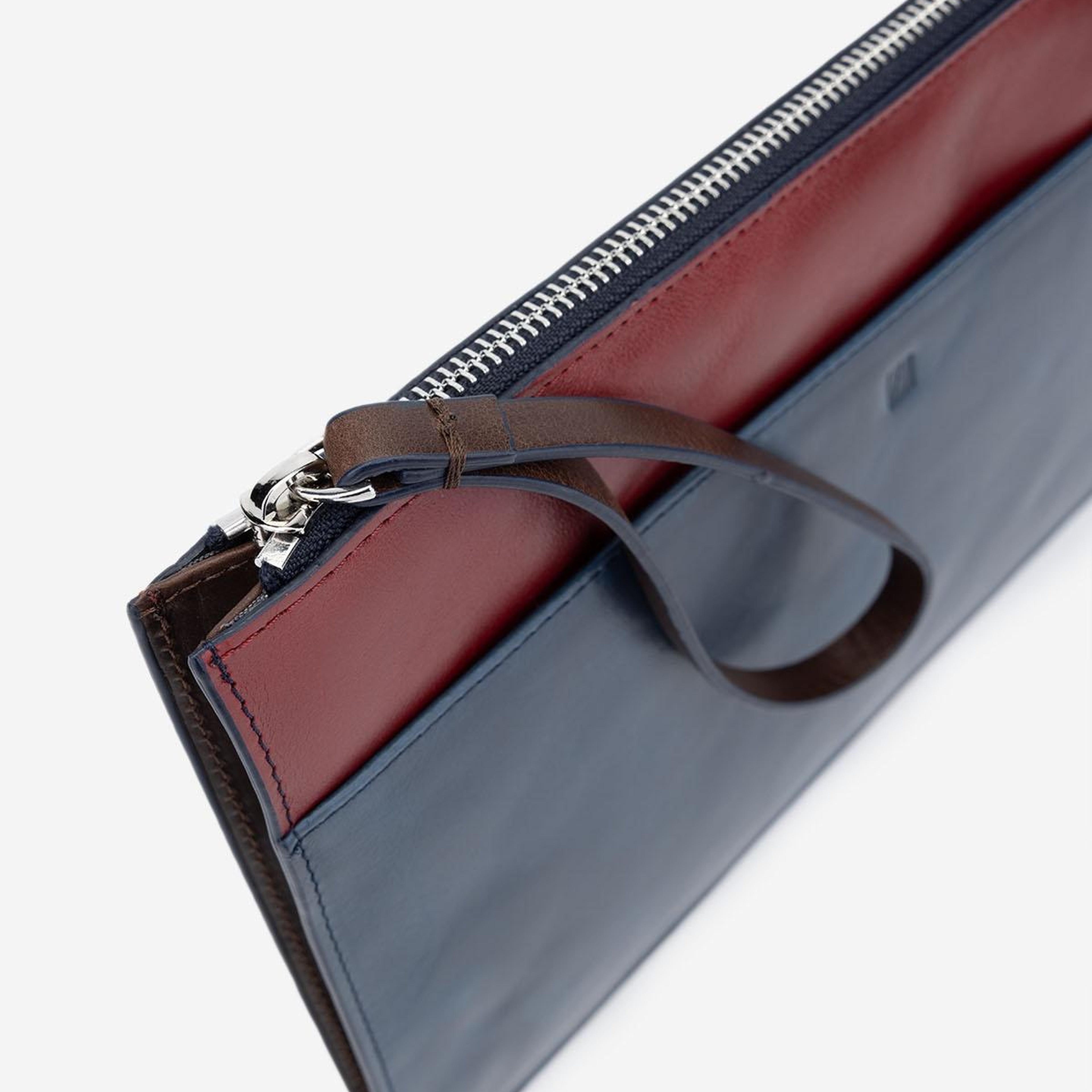 Valmenti Unisex Hakiki Deri Lacivert El Çantası