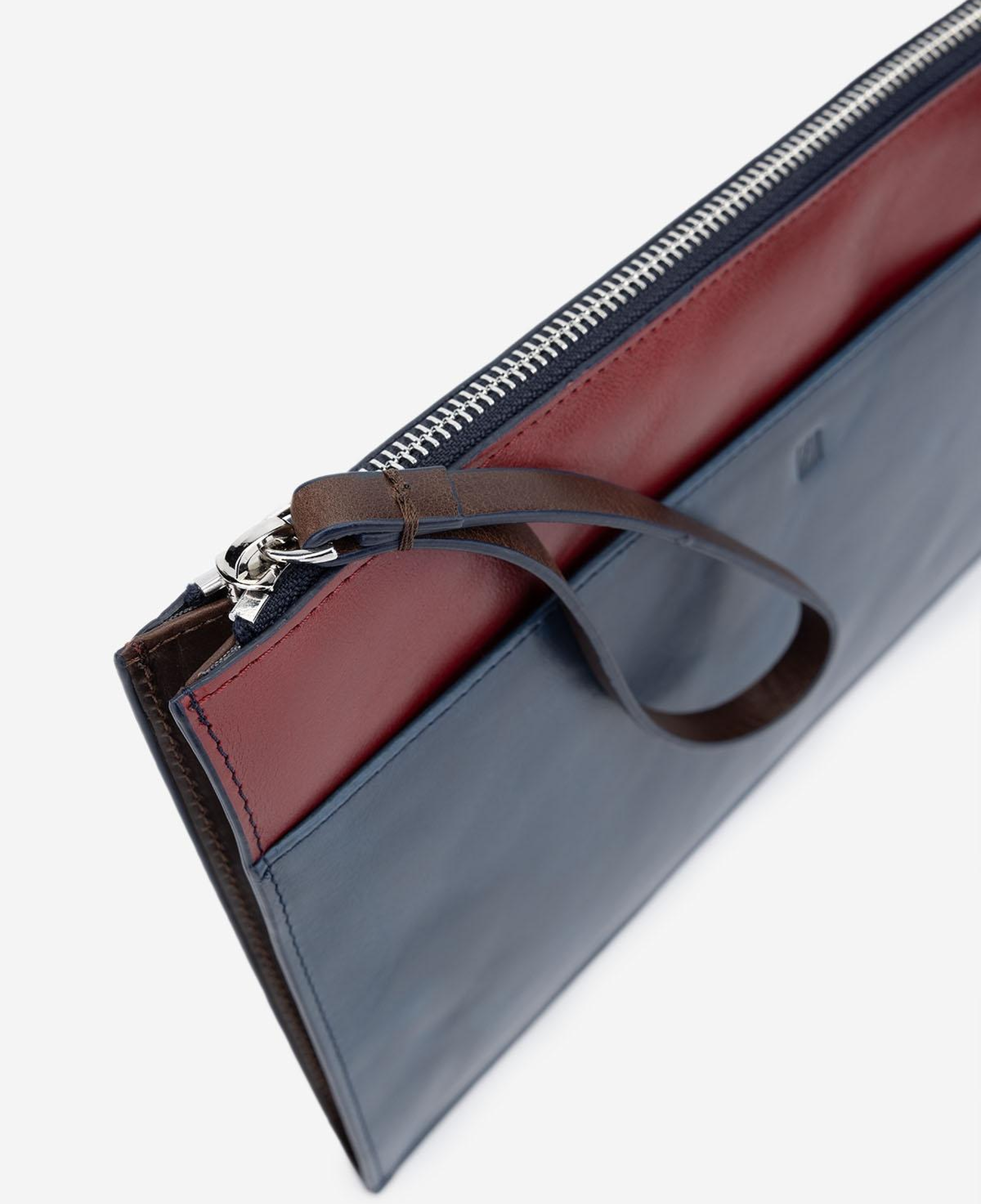 Valmenti Unisex Hakiki Deri Lacivert El Çantası