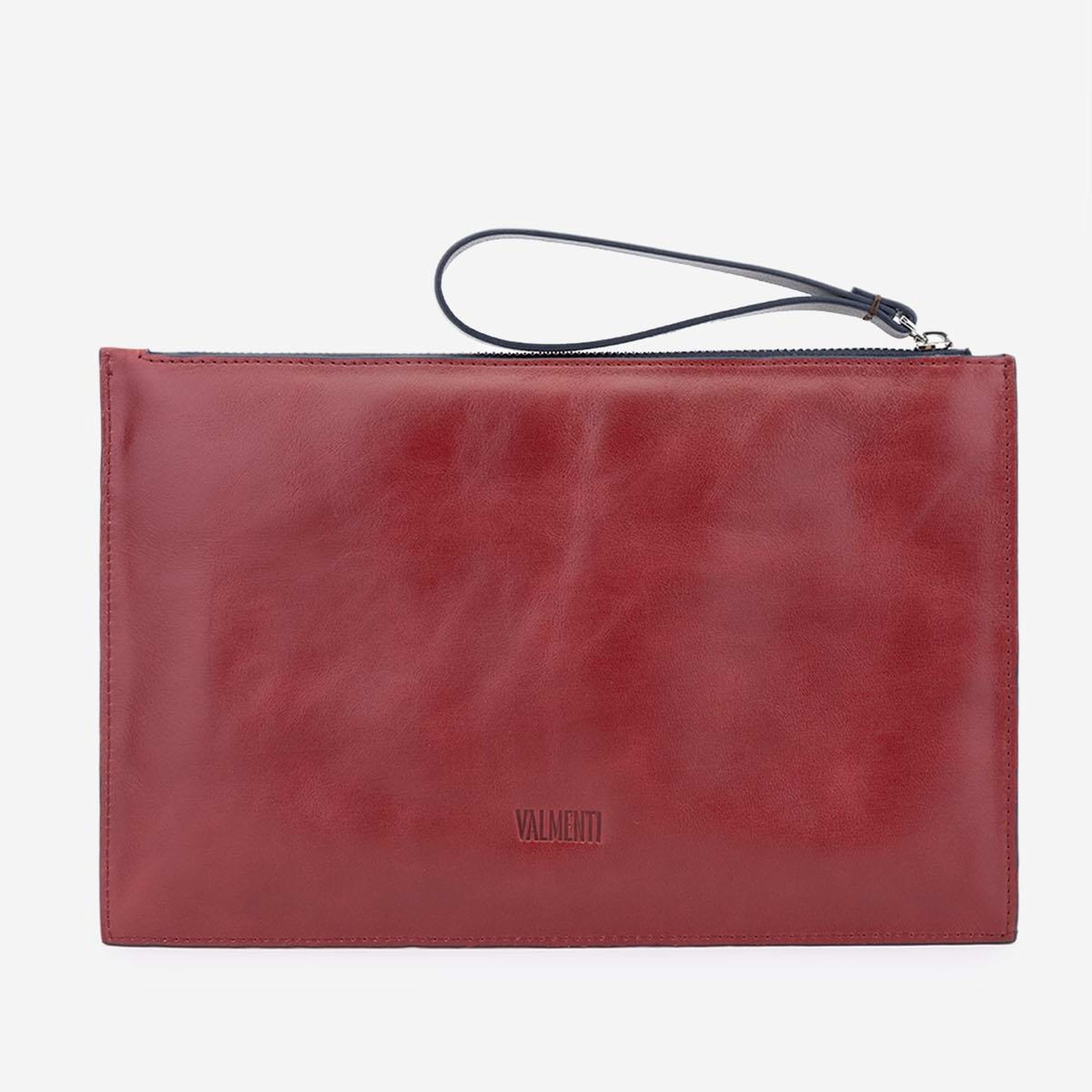 Valmenti Unisex Hakiki Deri Lacivert El Çantası