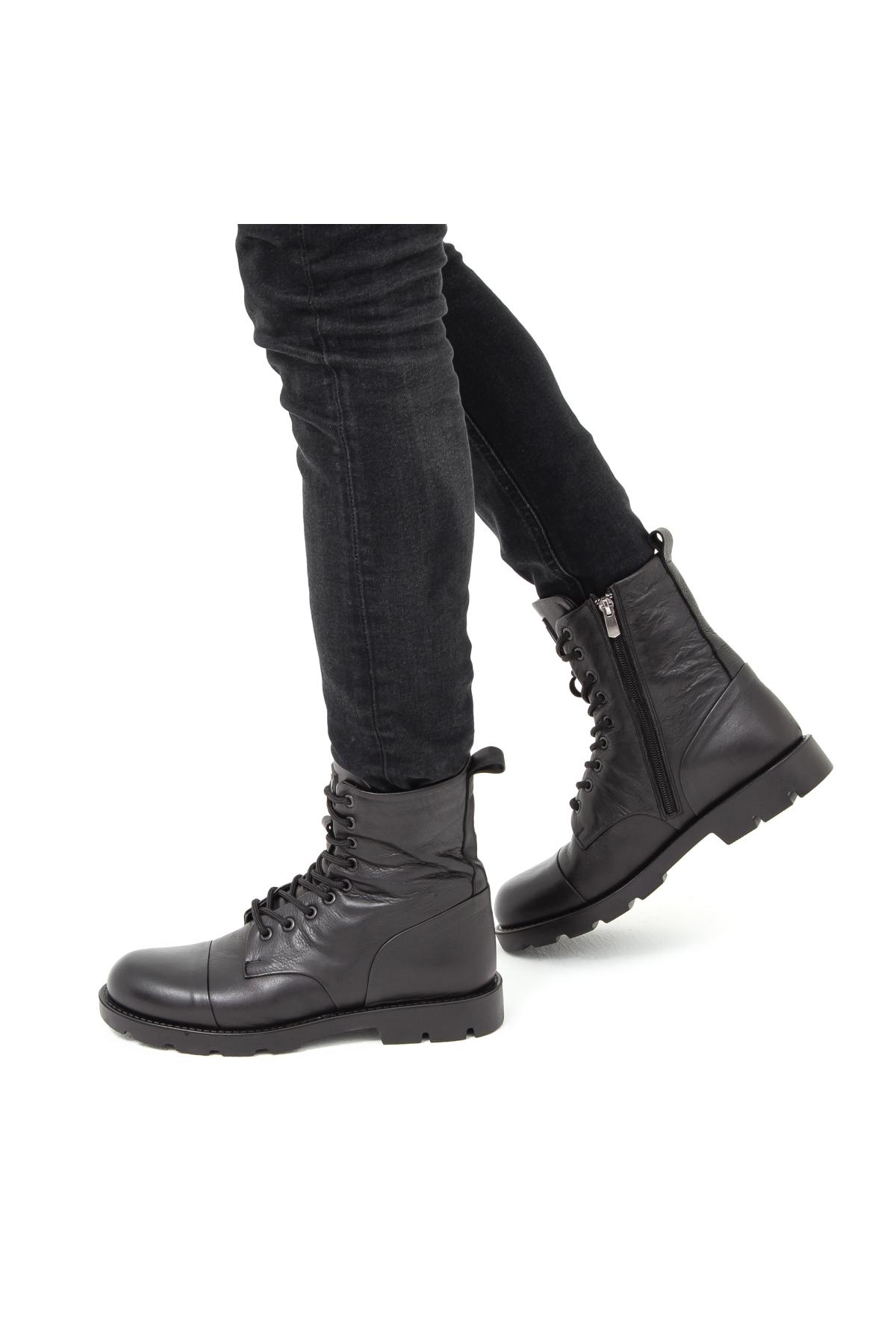 Valmenti Erkek Hakiki Deri Siyah Casual Bot