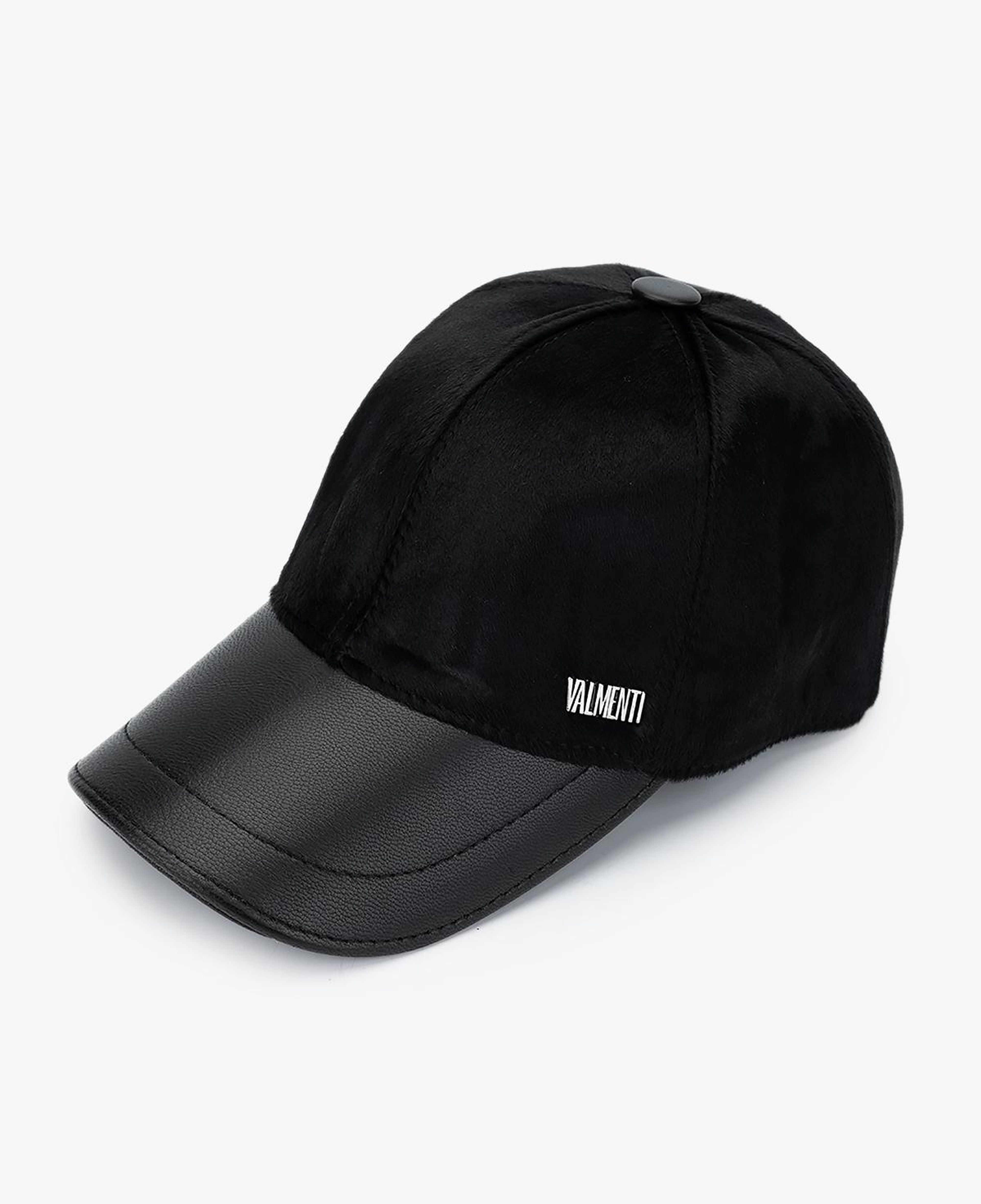 Valmenti Erkek Deri & Tekstil Siyah Şapka