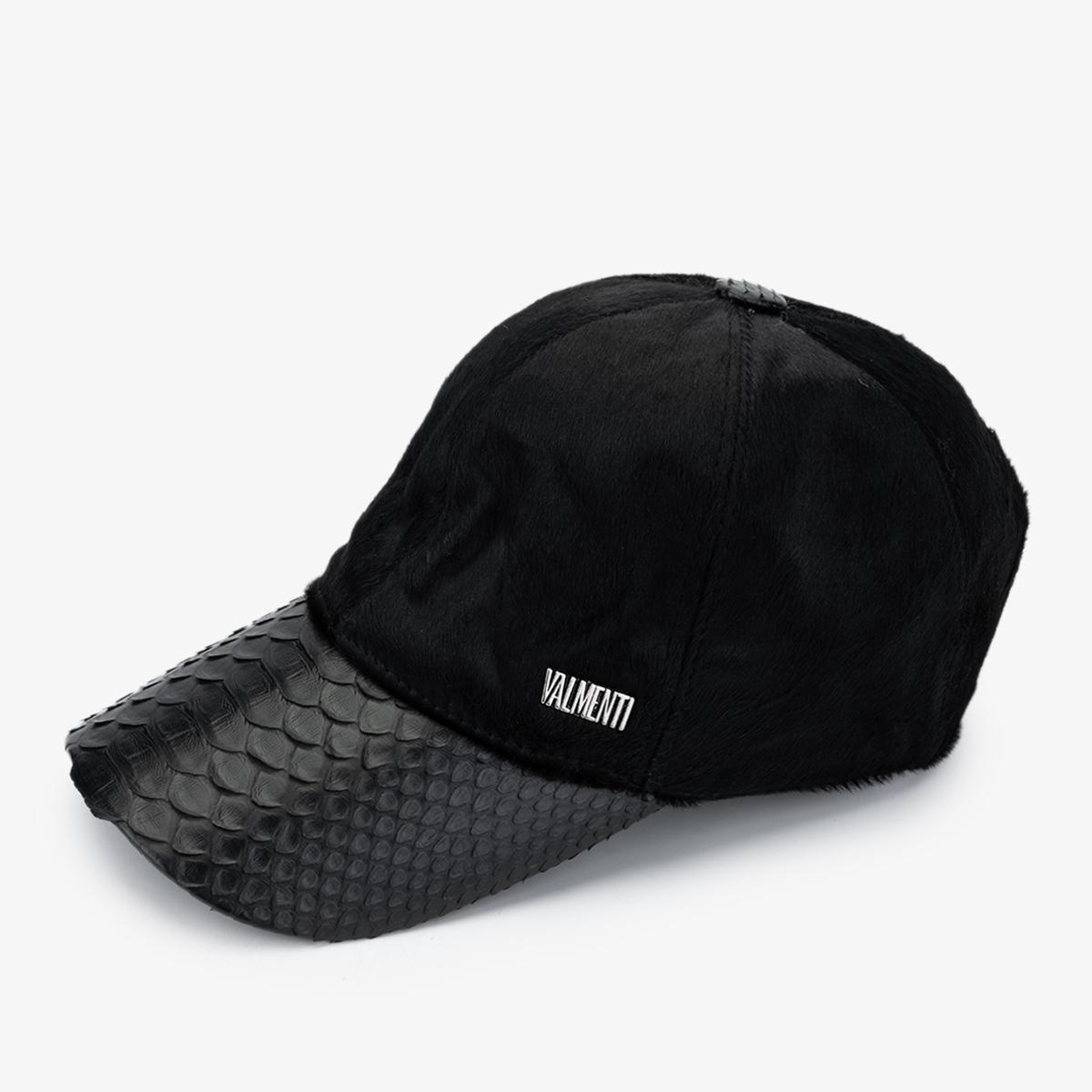 Valmenti Erkek Deri & Tekstil Siyah Şapka