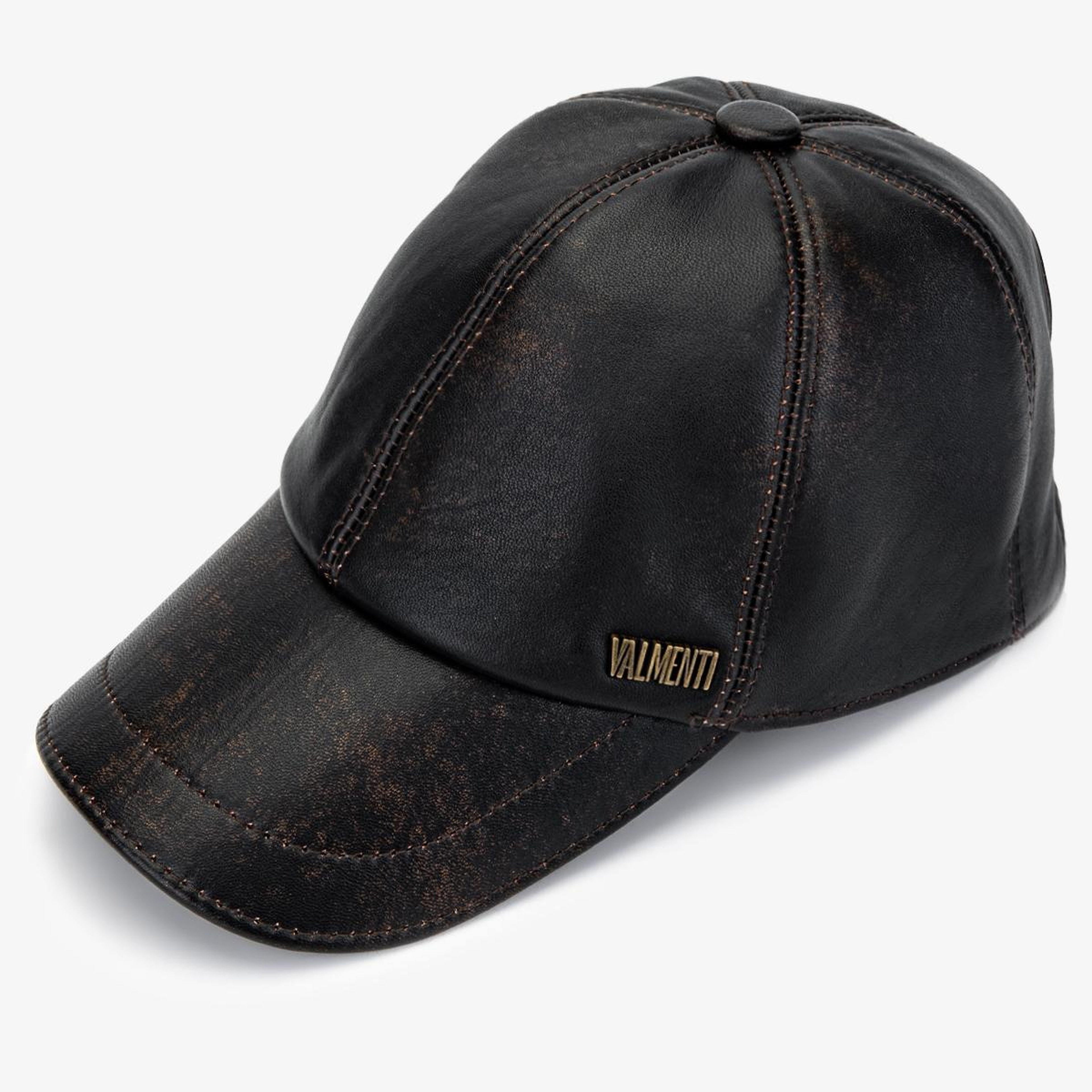 Valmenti Erkek Hakiki Deri Siyah Beyzbol Şapka