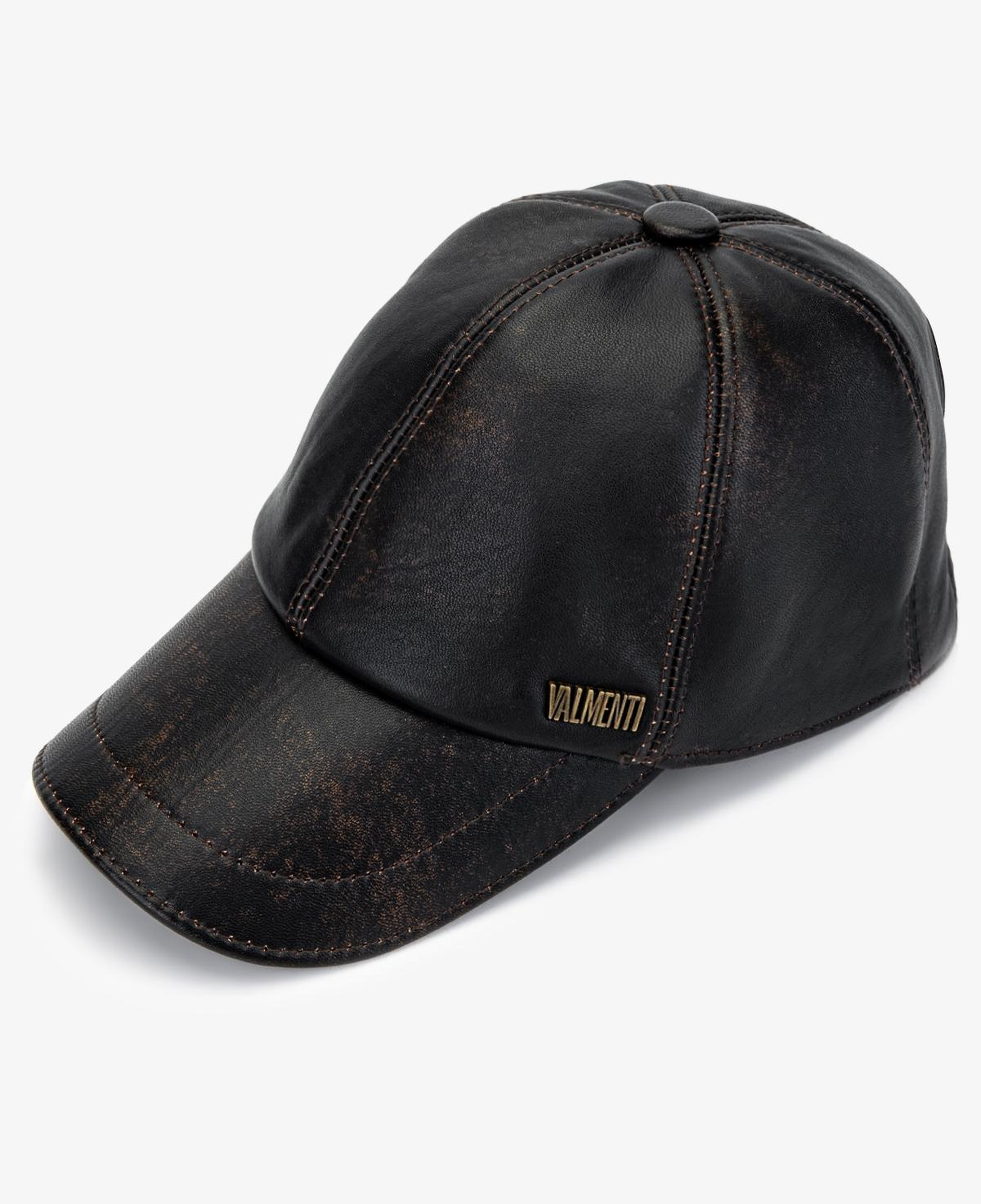 Valmenti Erkek Hakiki Deri Siyah Beyzbol Şapka