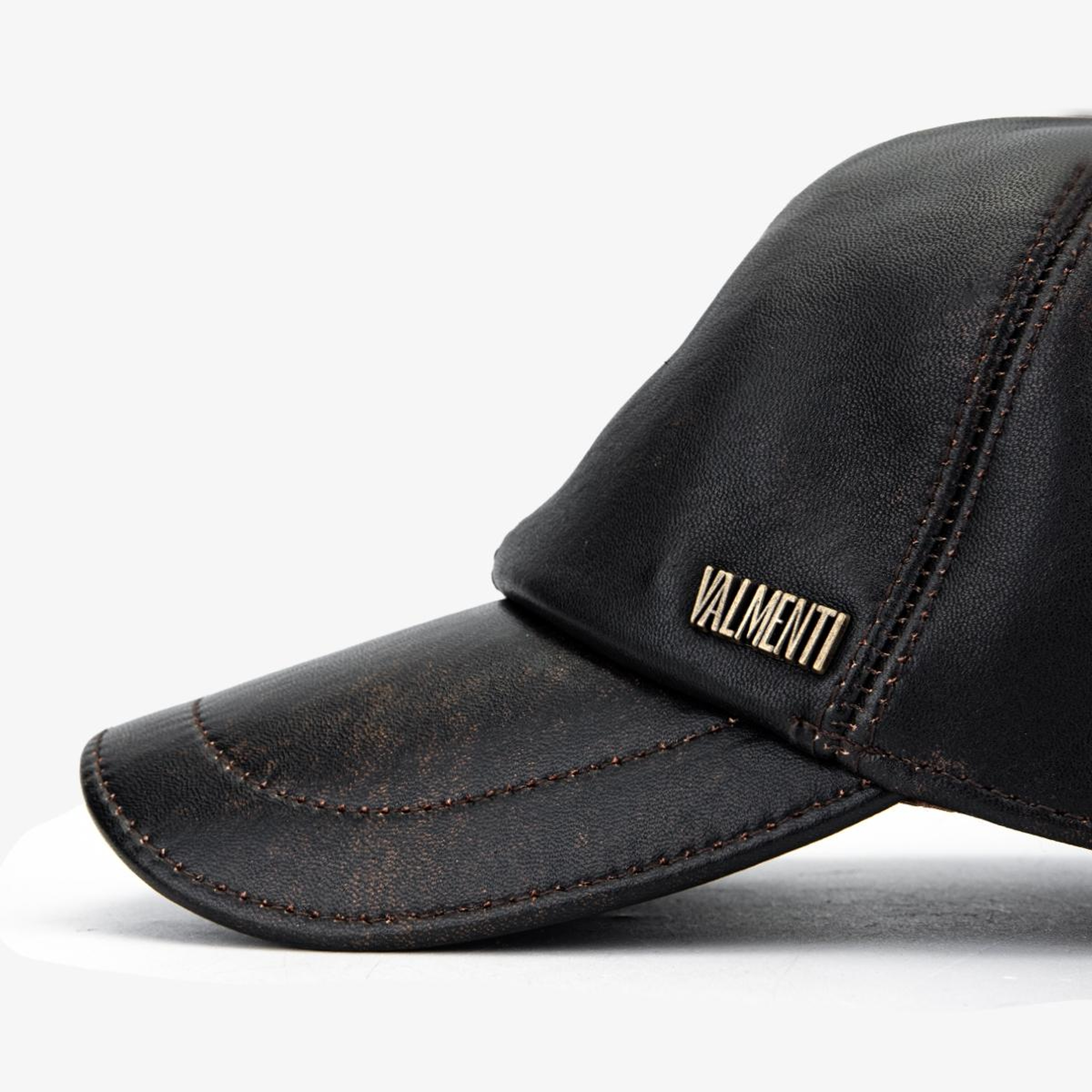 Valmenti Erkek Hakiki Deri Siyah Beyzbol Şapka