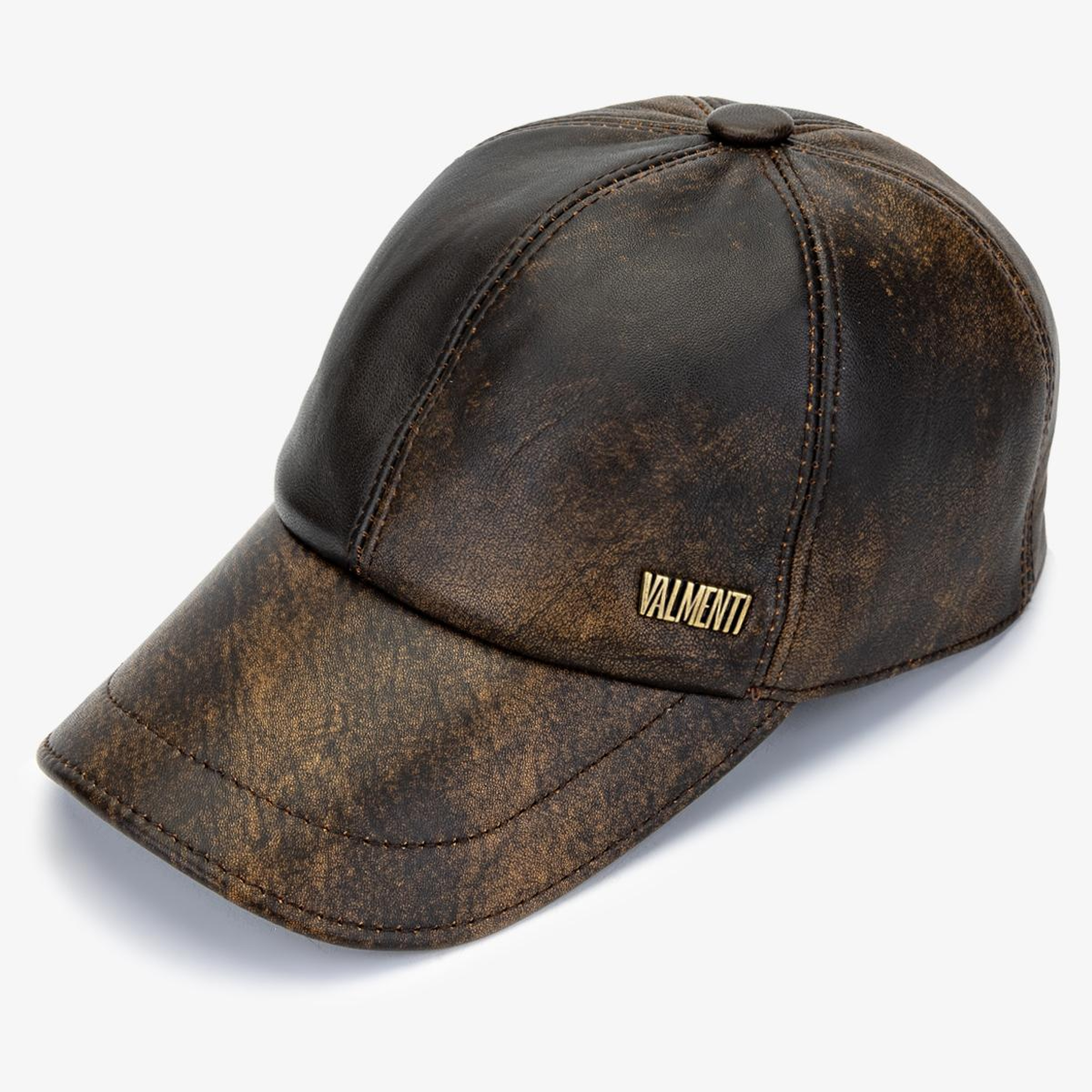 Valmenti Erkek Hakiki Deri Kahverengi Beyzbol Şapka