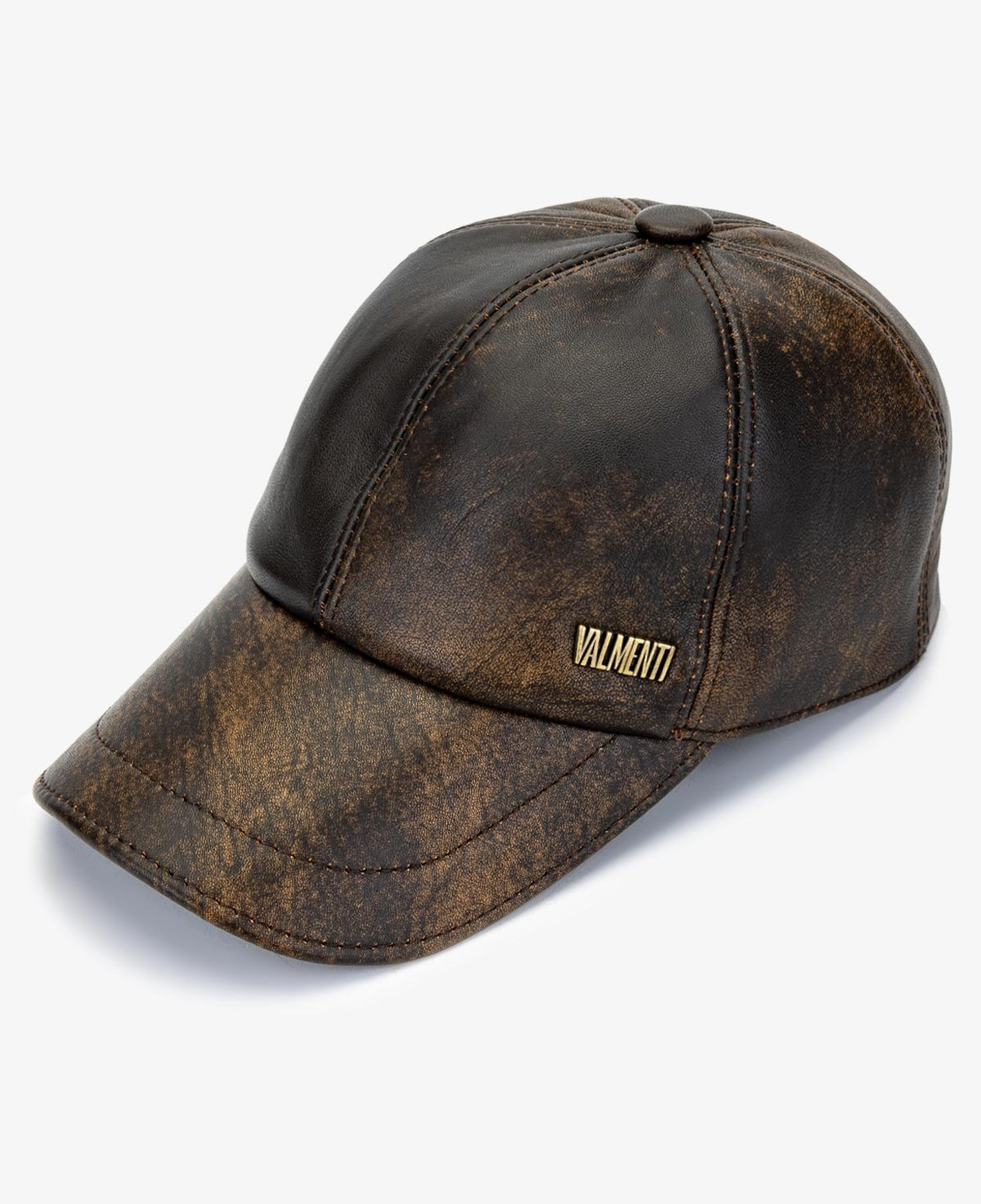 Valmenti Erkek Hakiki Deri Kahverengi Beyzbol Şapka