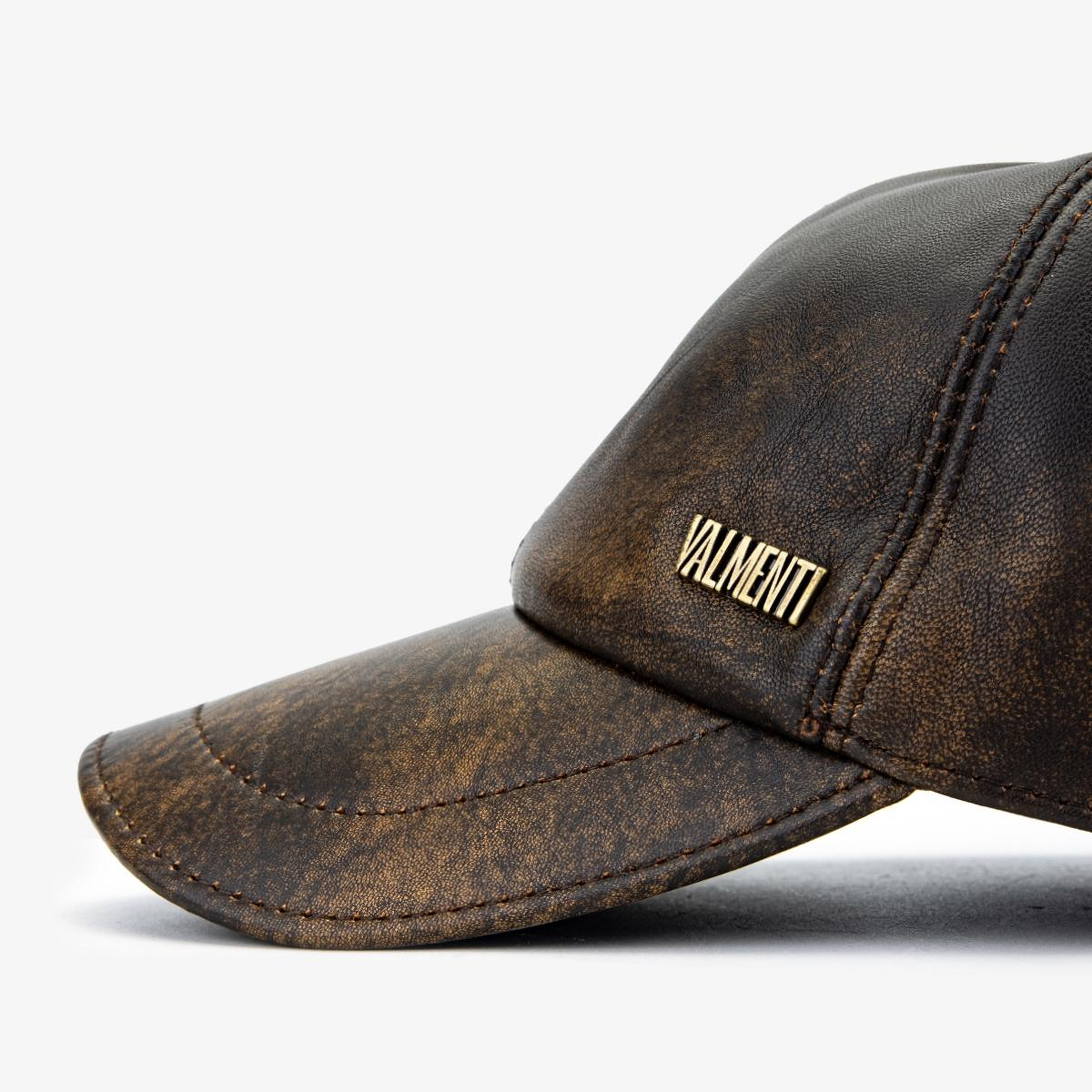 Valmenti Erkek Hakiki Deri Kahverengi Beyzbol Şapka