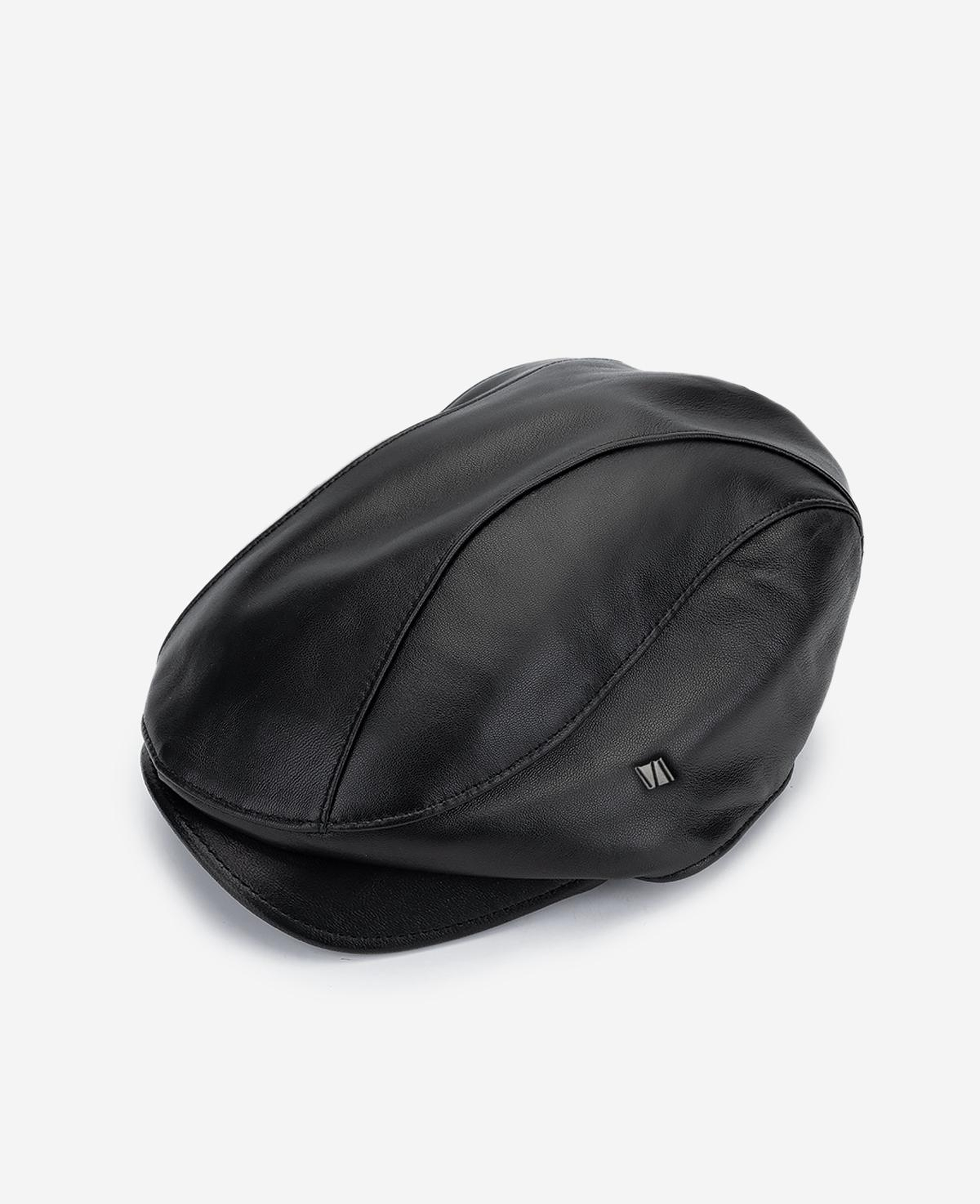 Valmenti Erkek Hakiki Deri Siyah London Şapka