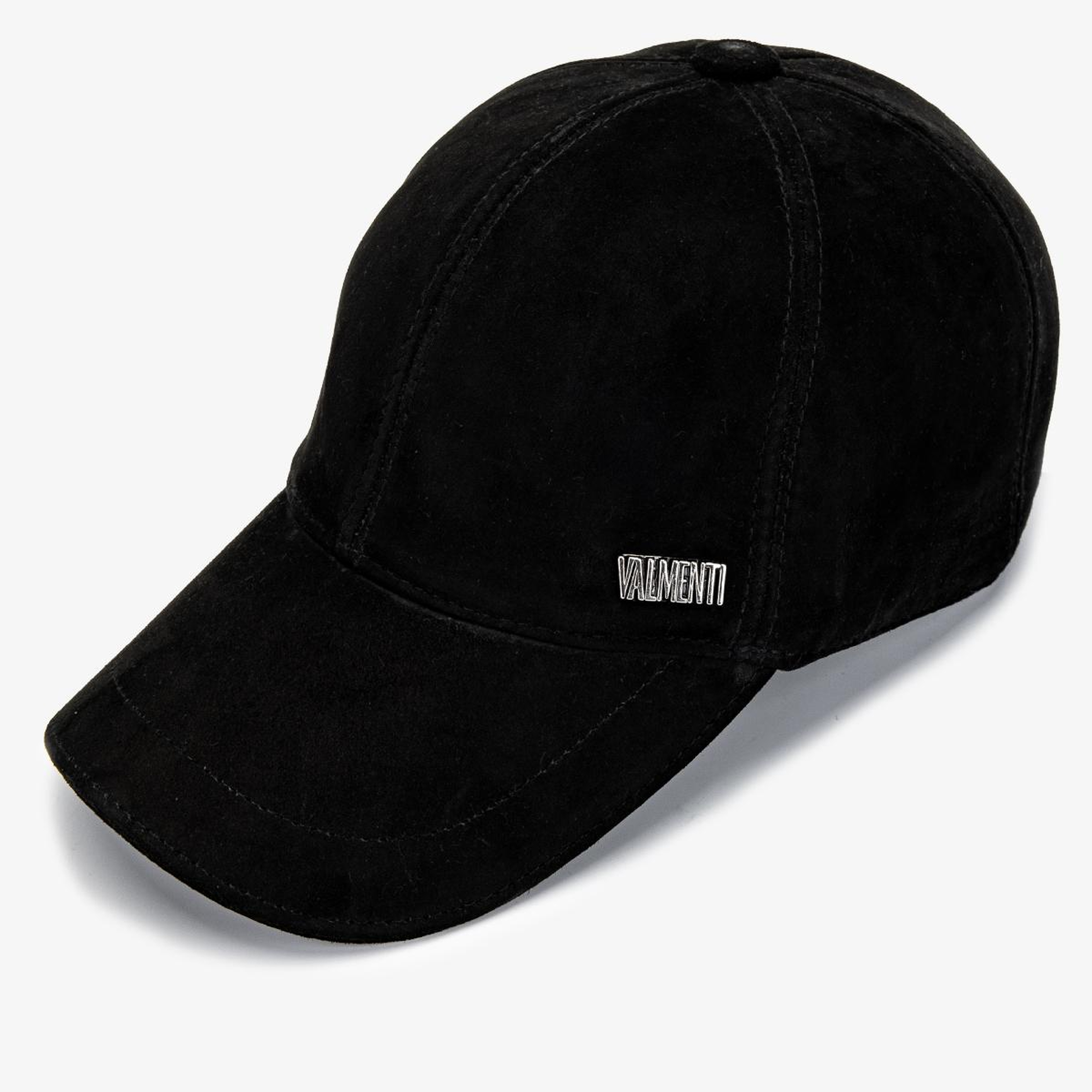 Valmenti Erkek Hakiki Deri Siyah Süet Beyzbol Şapka