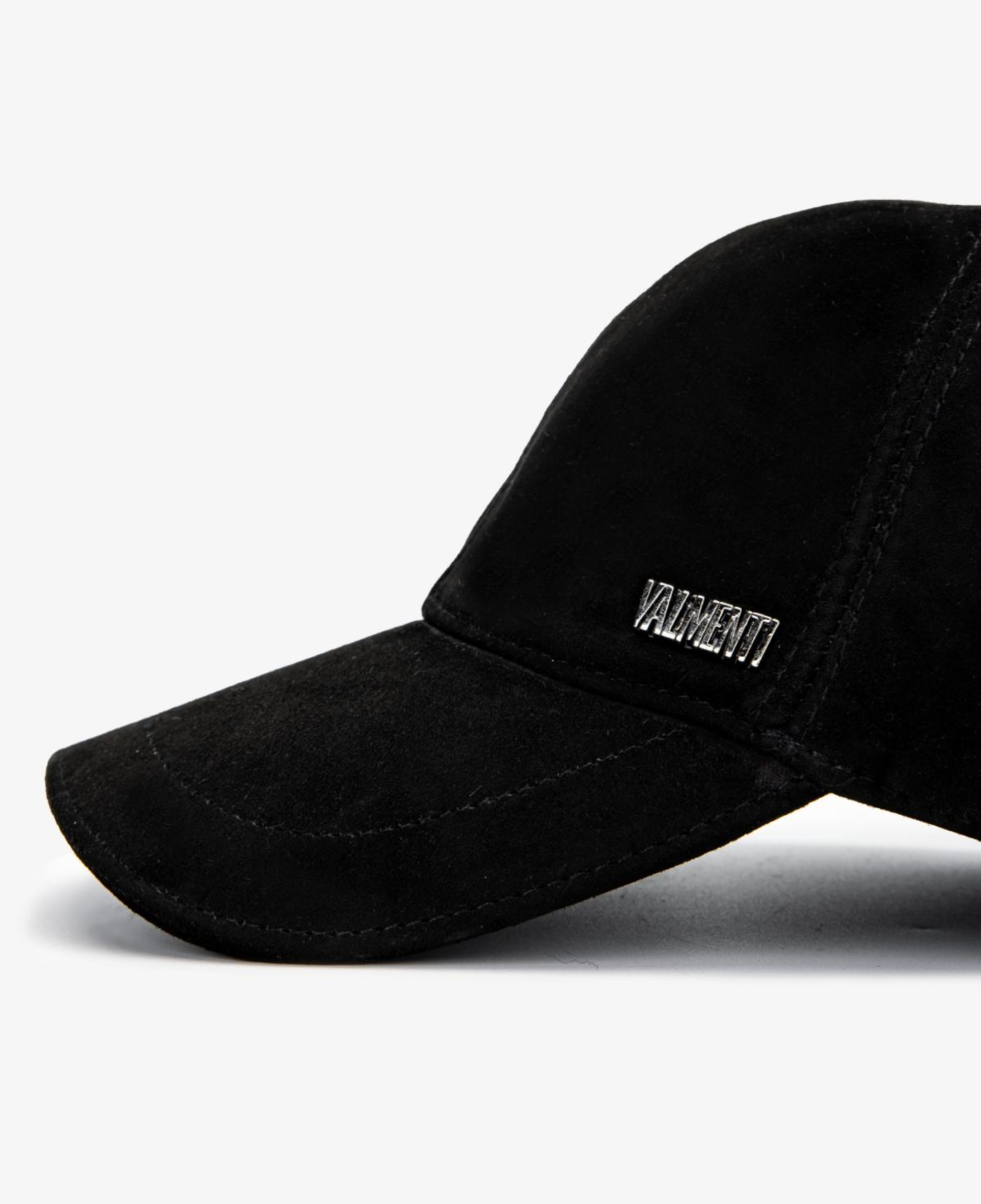 Valmenti Erkek Hakiki Deri Siyah Süet Beyzbol Şapka