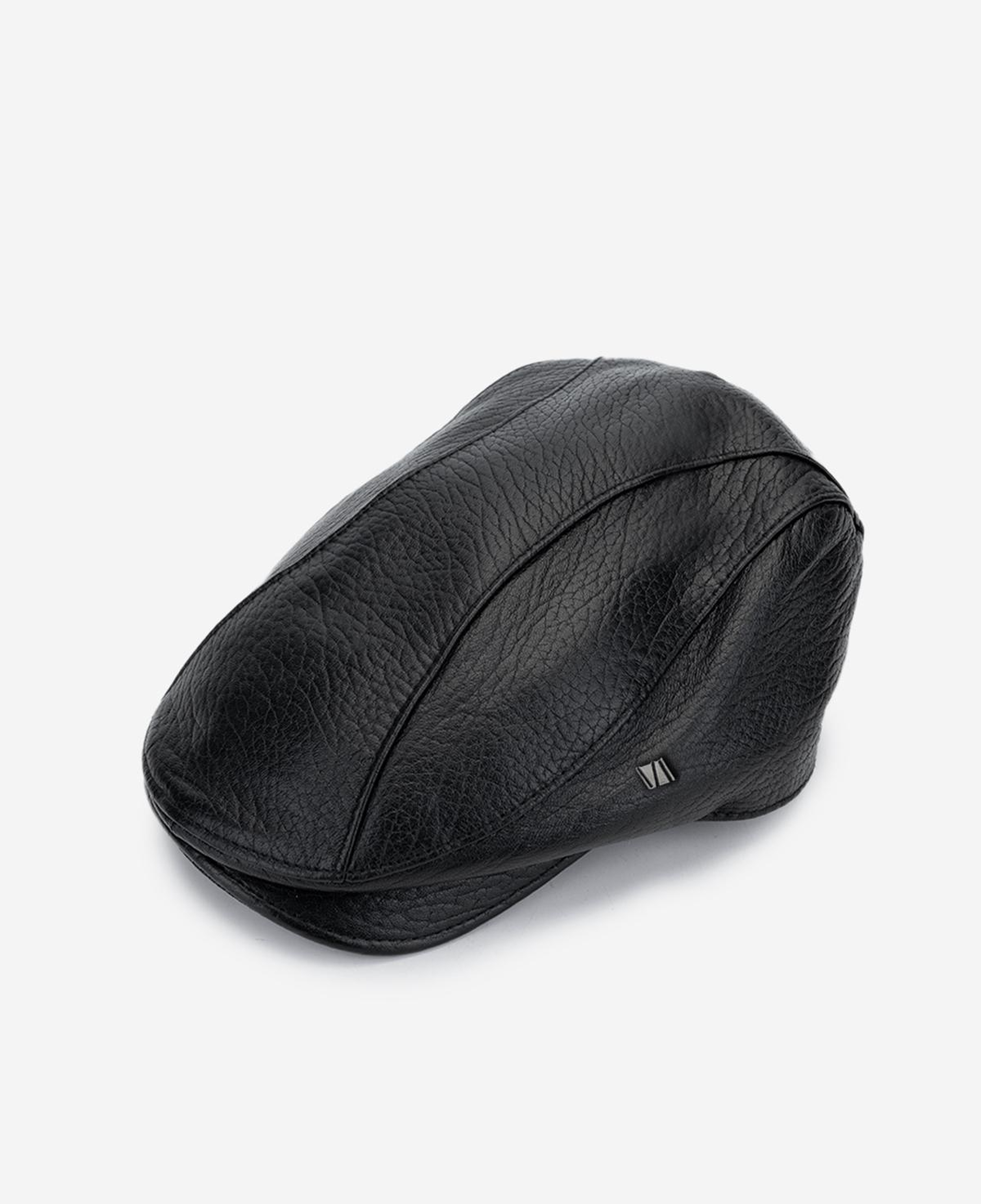 Valmenti Erkek Hakiki Deri Siyah Jumbo London Şapka