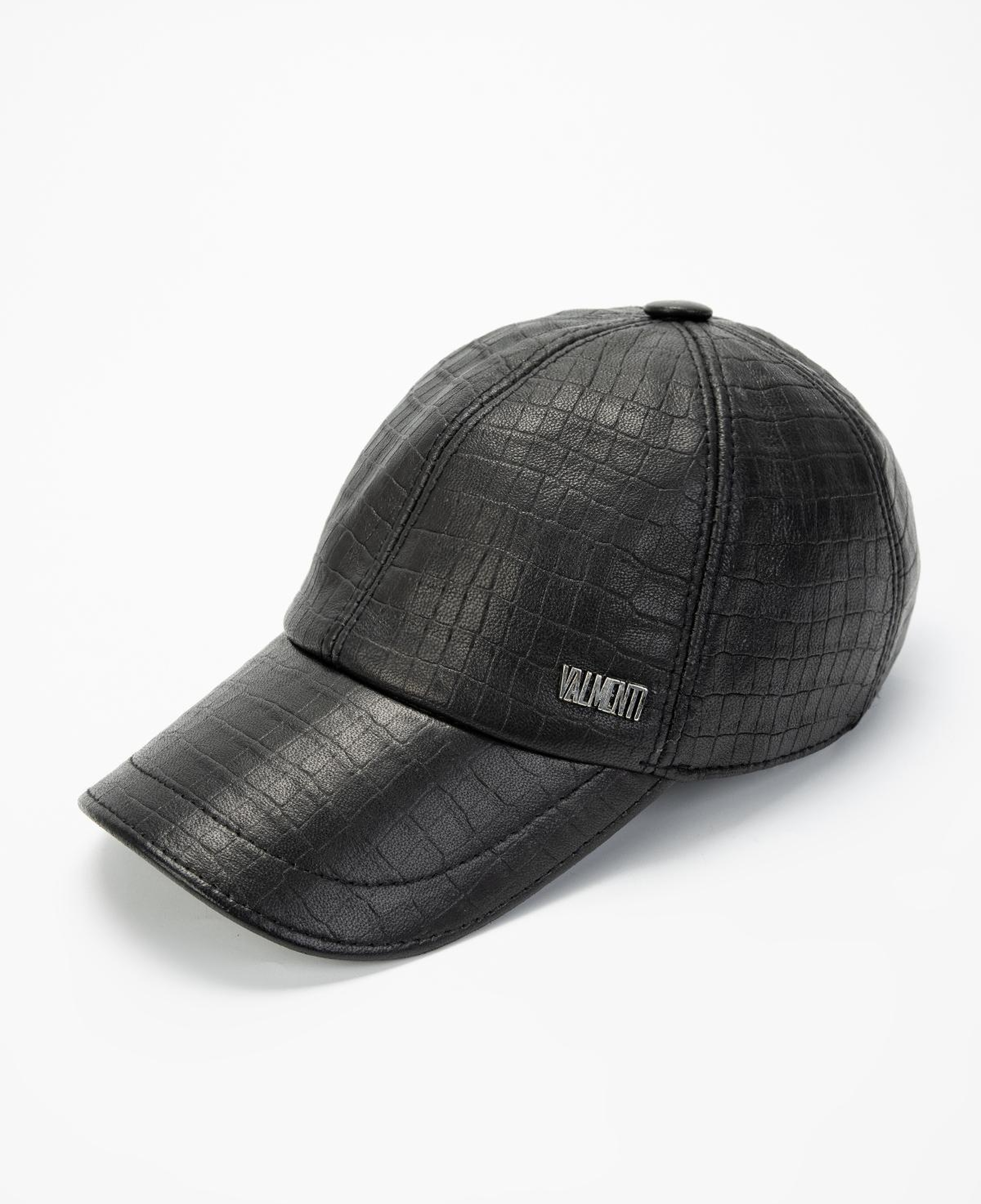 Valmenti Unisex Suni Deri Siyah Kroko Şapka
