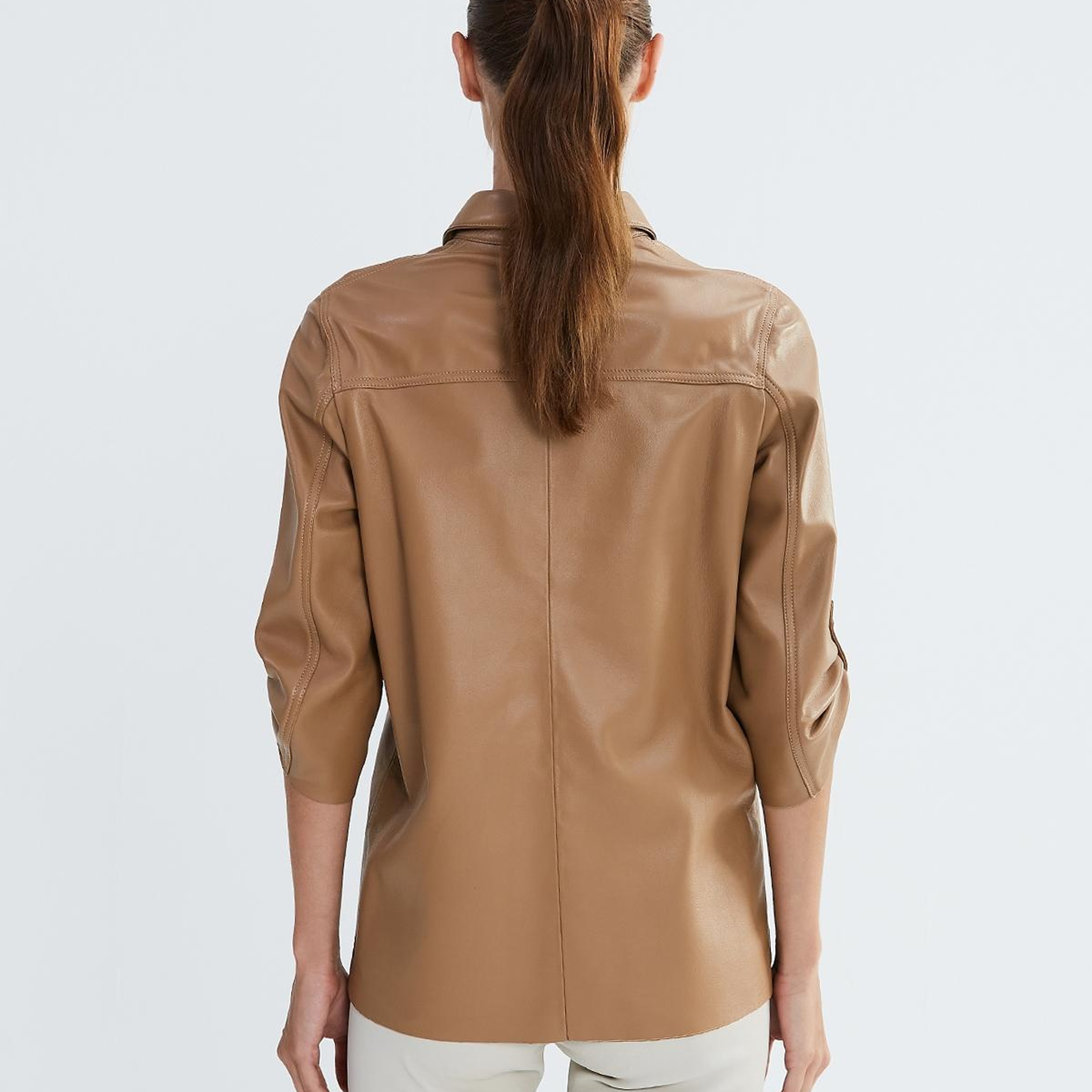 Valmenti Kadın Hakiki Deri Taba Gömlek
