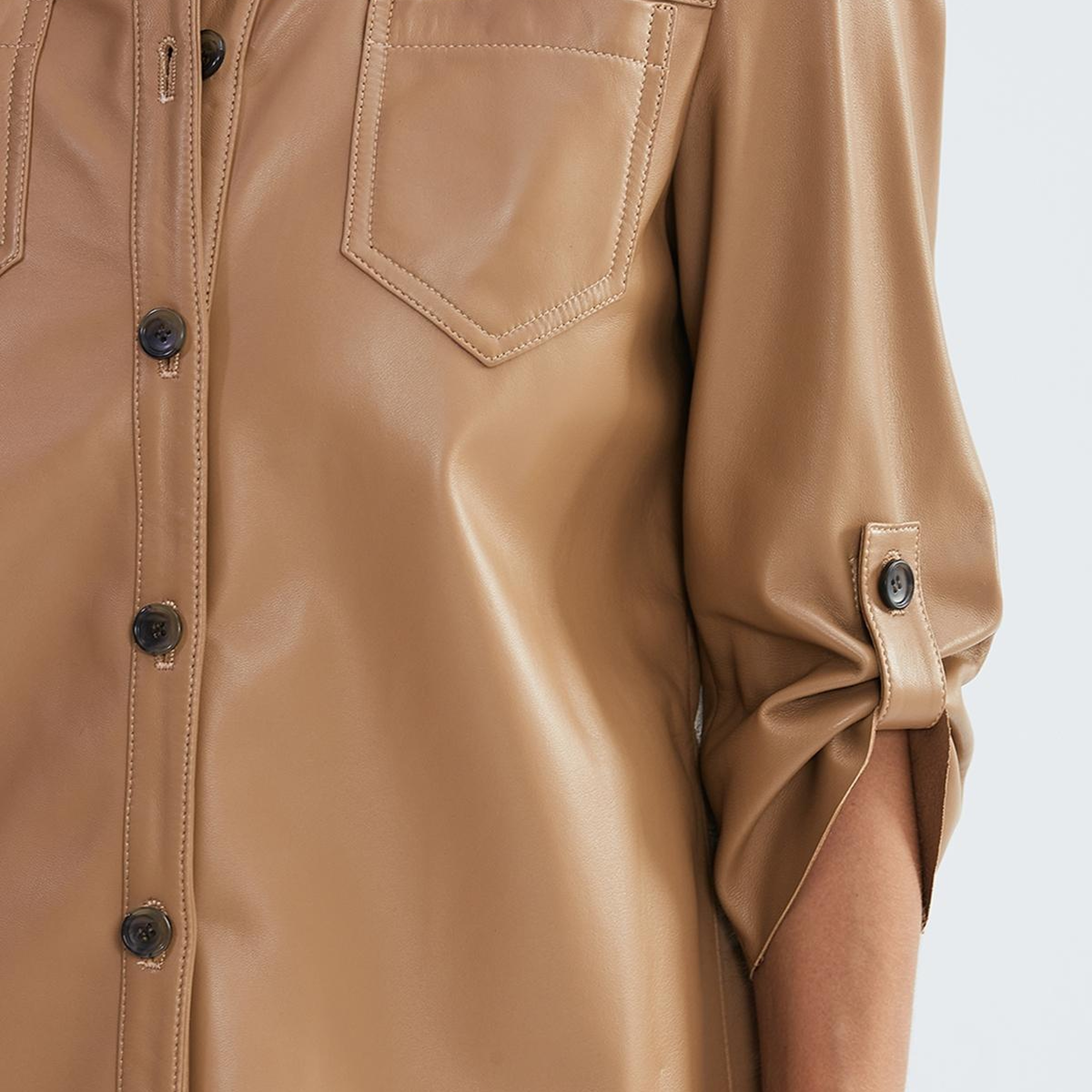 Valmenti Kadın Hakiki Deri Taba Gömlek