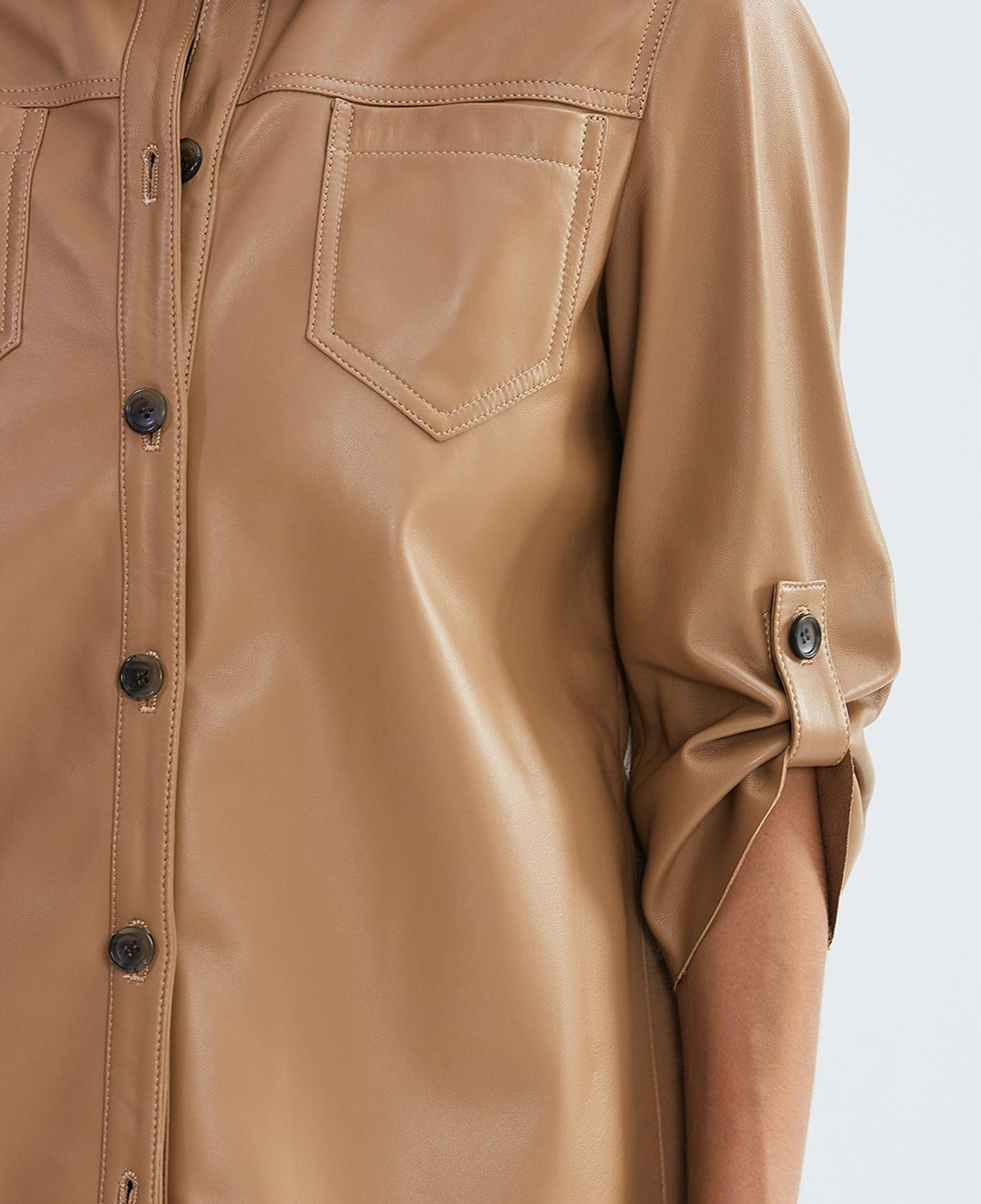 Valmenti Kadın Hakiki Deri Taba Gömlek