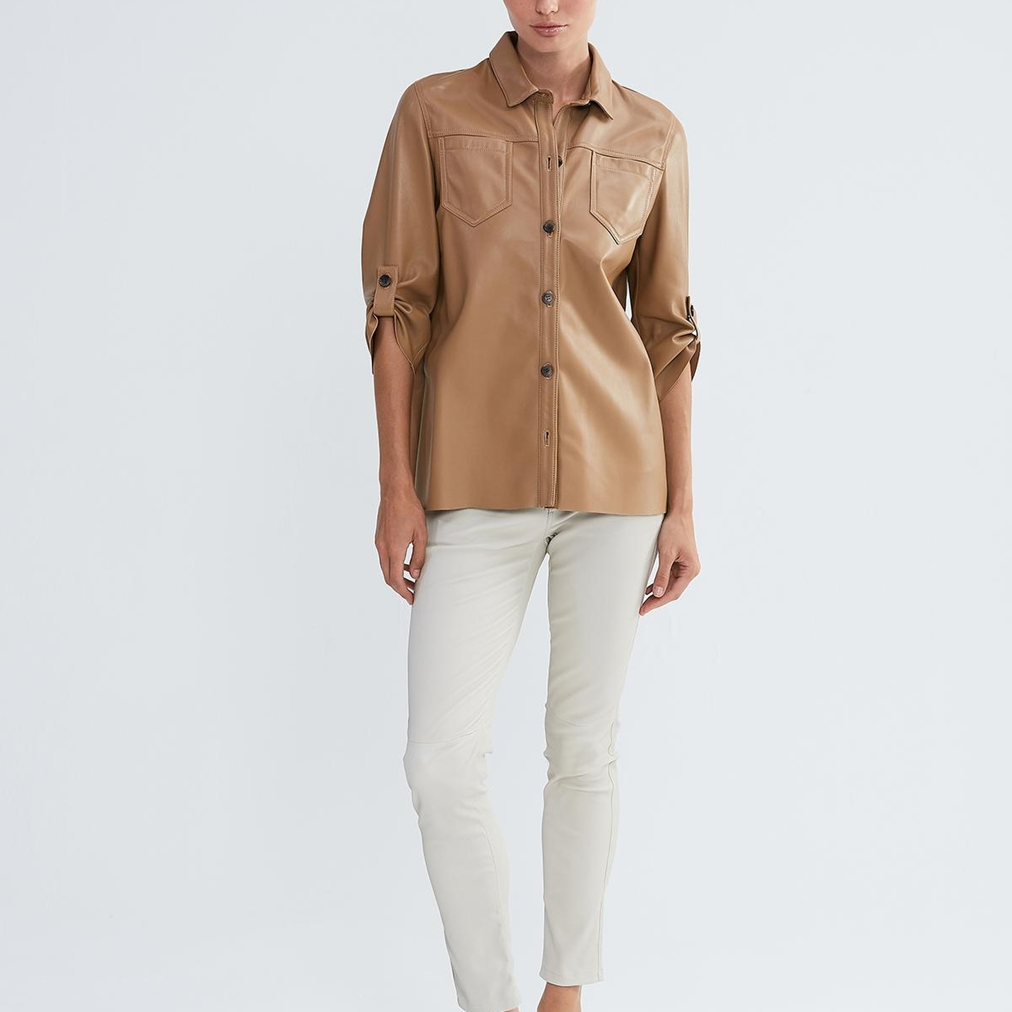 Valmenti Kadın Hakiki Deri Taba Gömlek