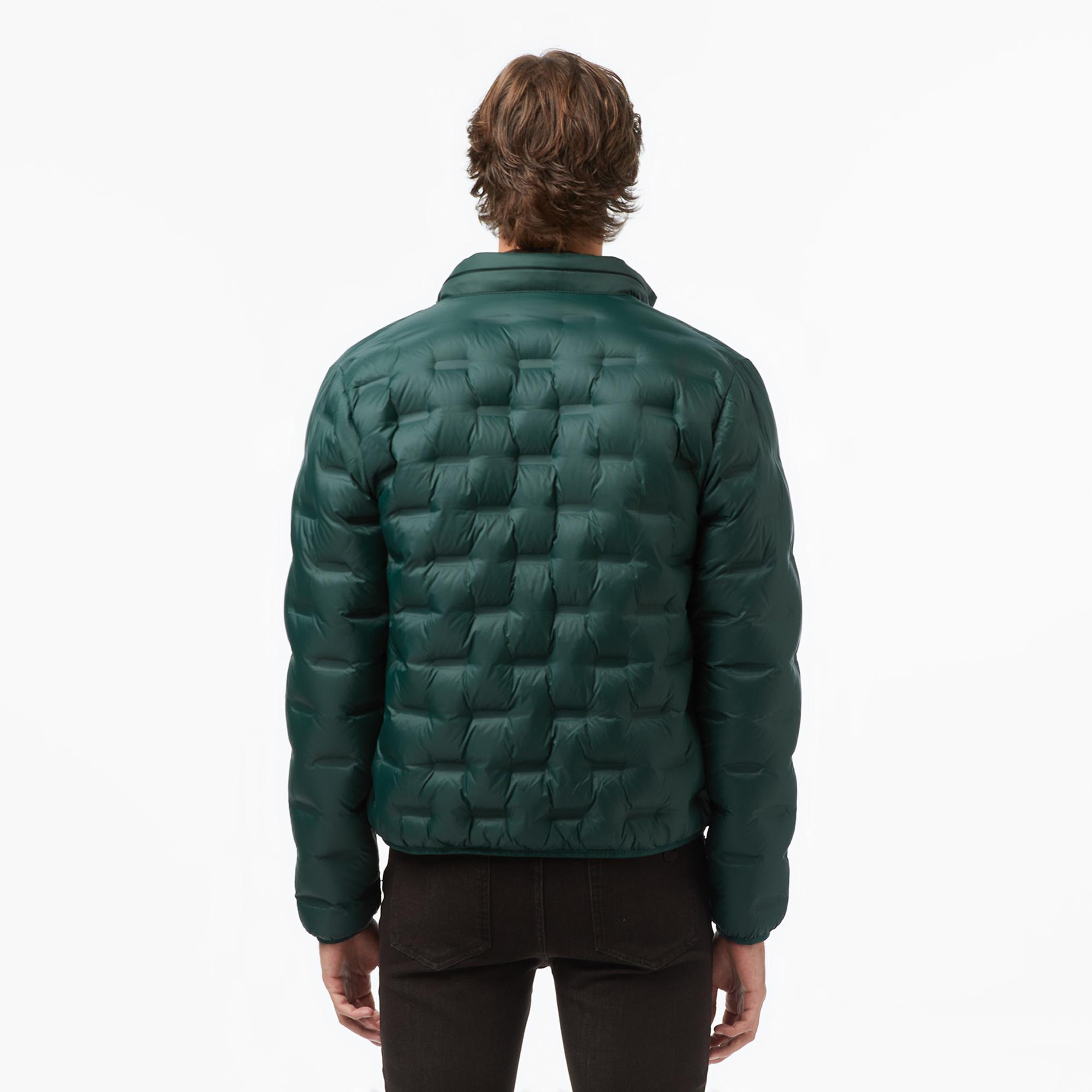 Lacoste Erkek Dik Yaka Kapitone Koyu Yeşil Mont