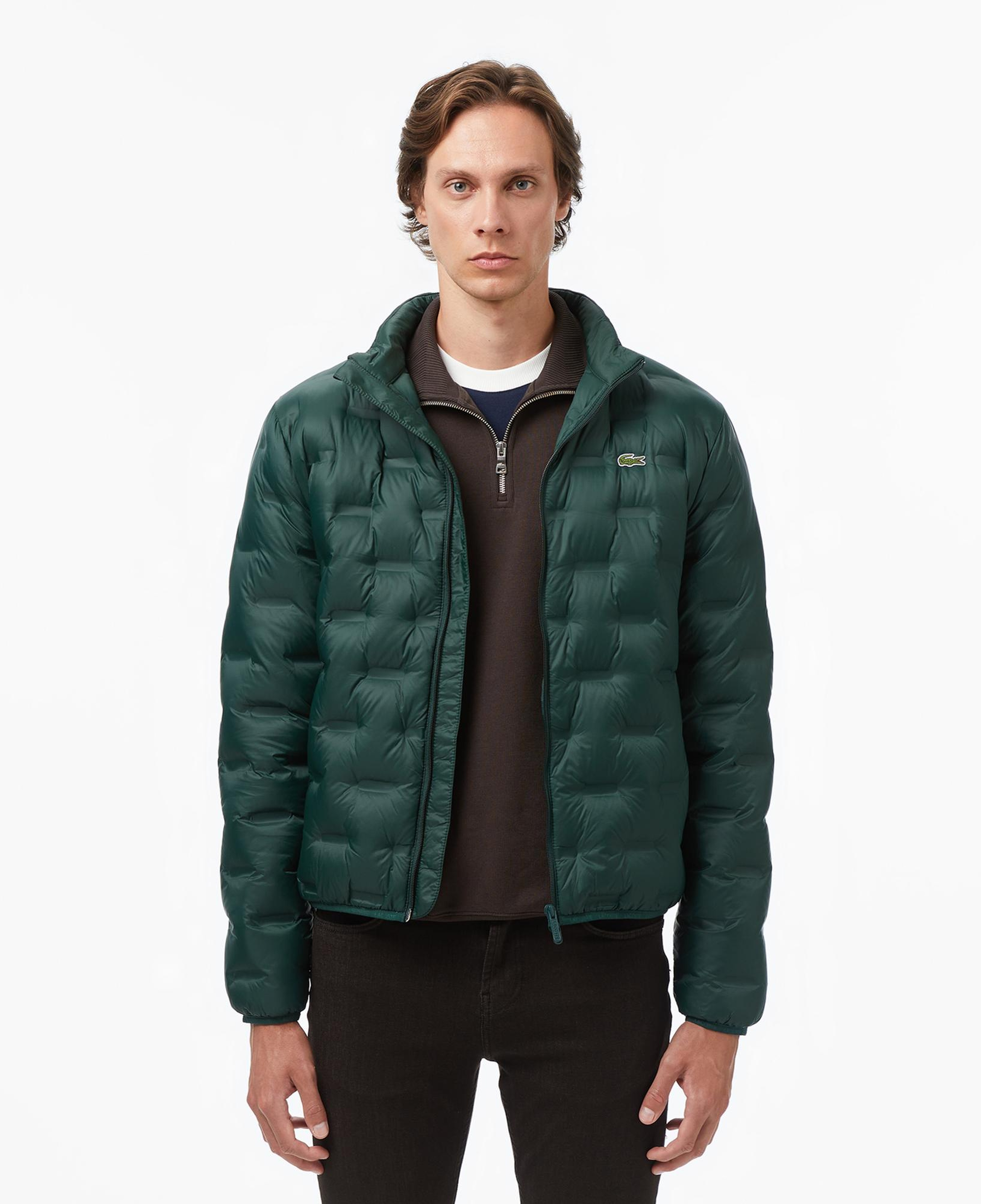 Lacoste Erkek Dik Yaka Kapitone Koyu Yeşil Mont